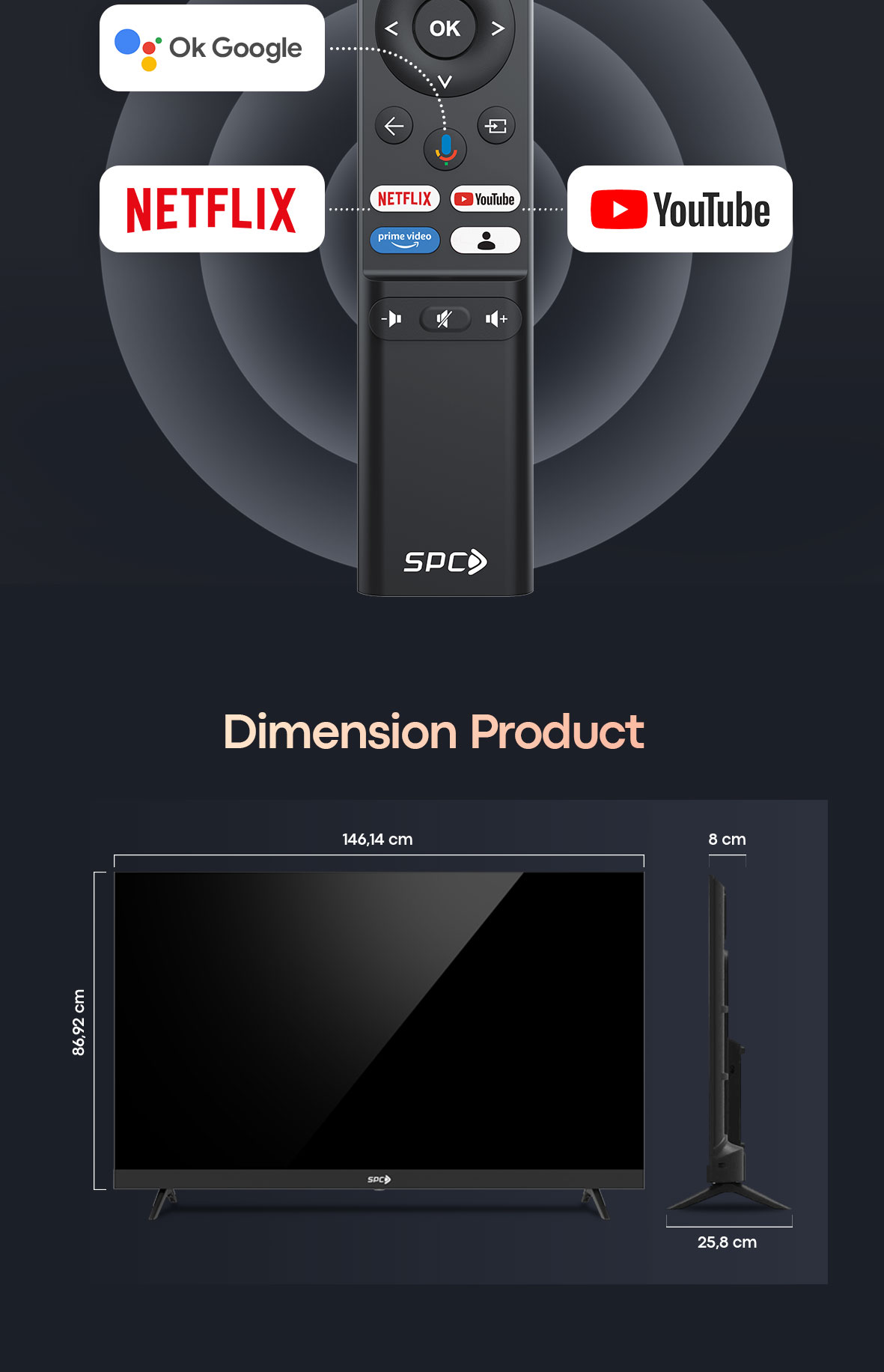 Jual SPC Smart TV 65 inch - ST65X Google TV Soundbar | Smart TV 4K UHD ...