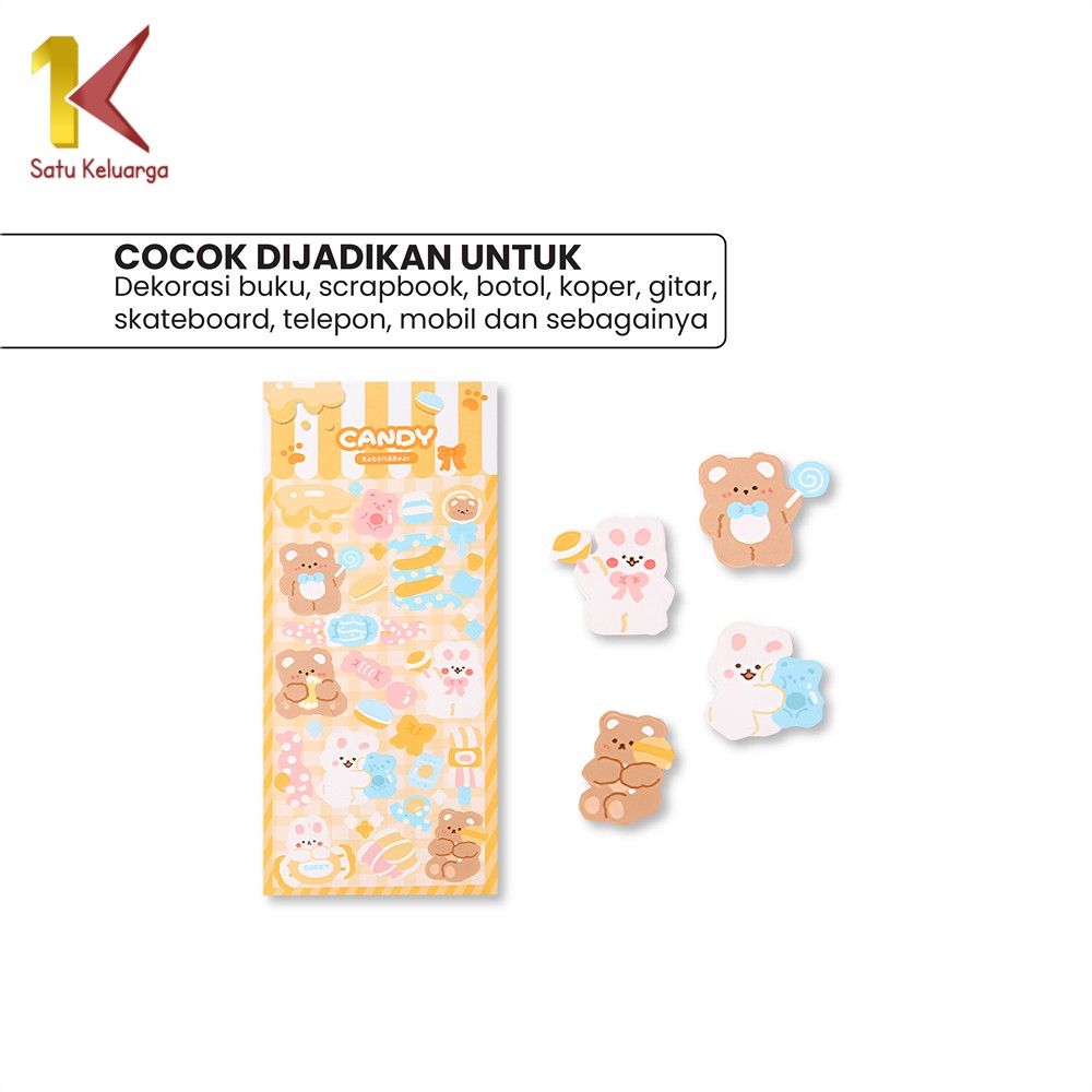 Jual Satu Keluarga Sticker Waterproof Kartun Bear Rabbit Hologram C1107 ...