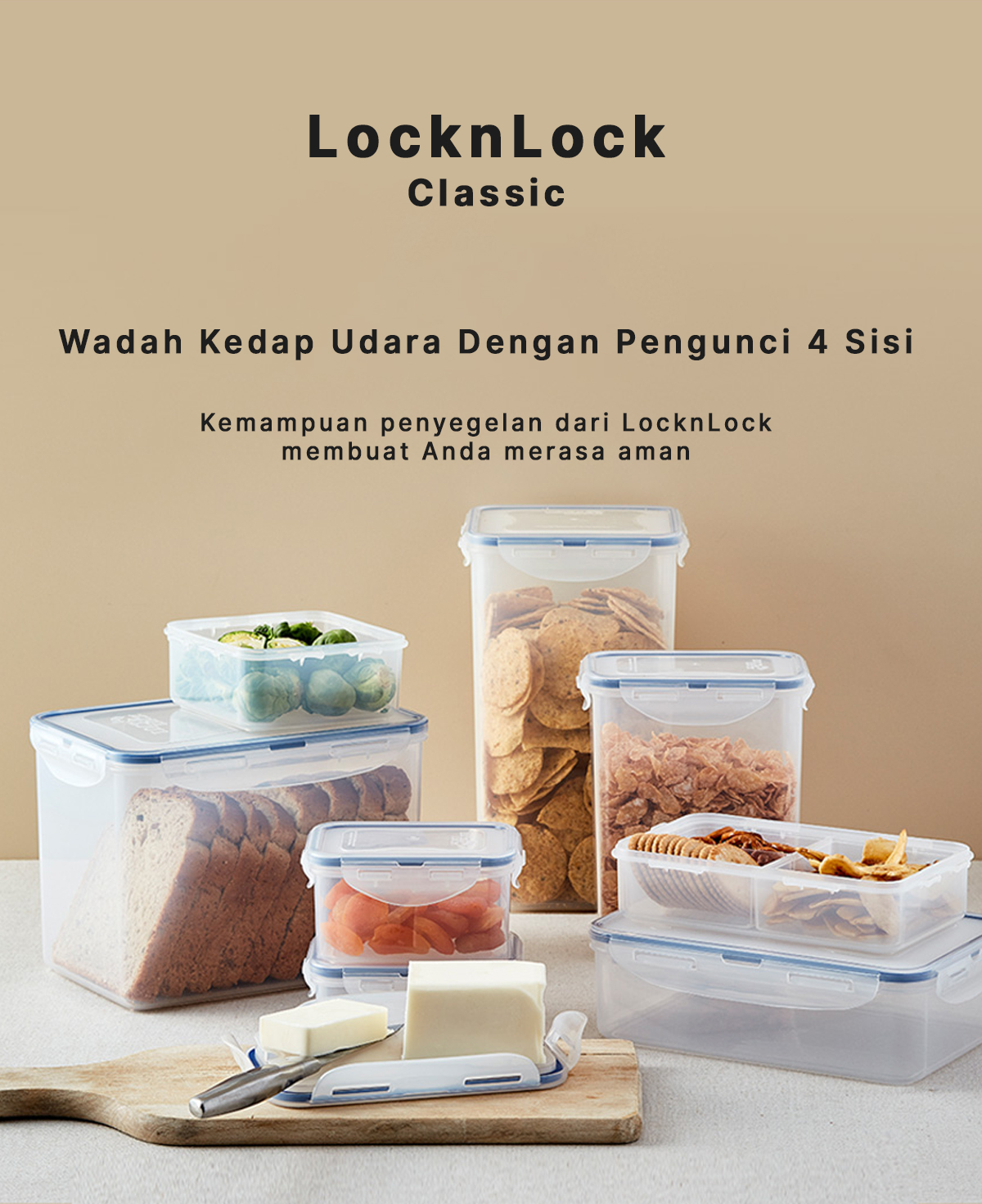 Jual LocknLock Classic Rectangular Short Kotak Makan 360ml - HPL810C ...