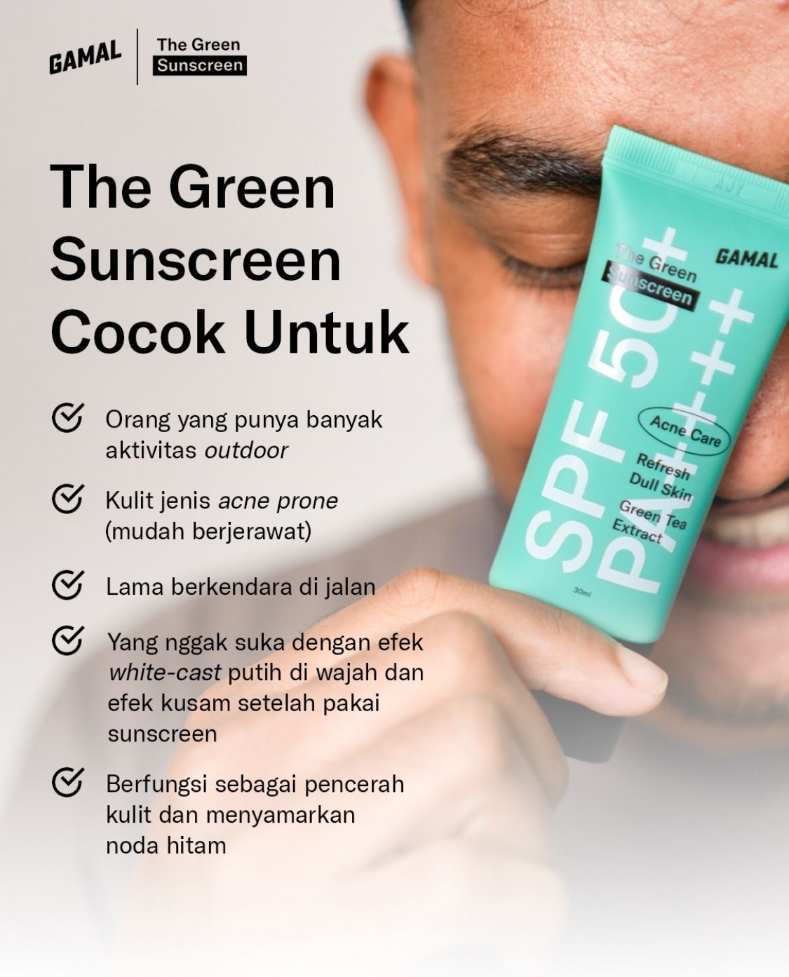 Jual GAMAL | The Green Sunscreen SPF 50+ PA++++ | 30ml | Untuk ...