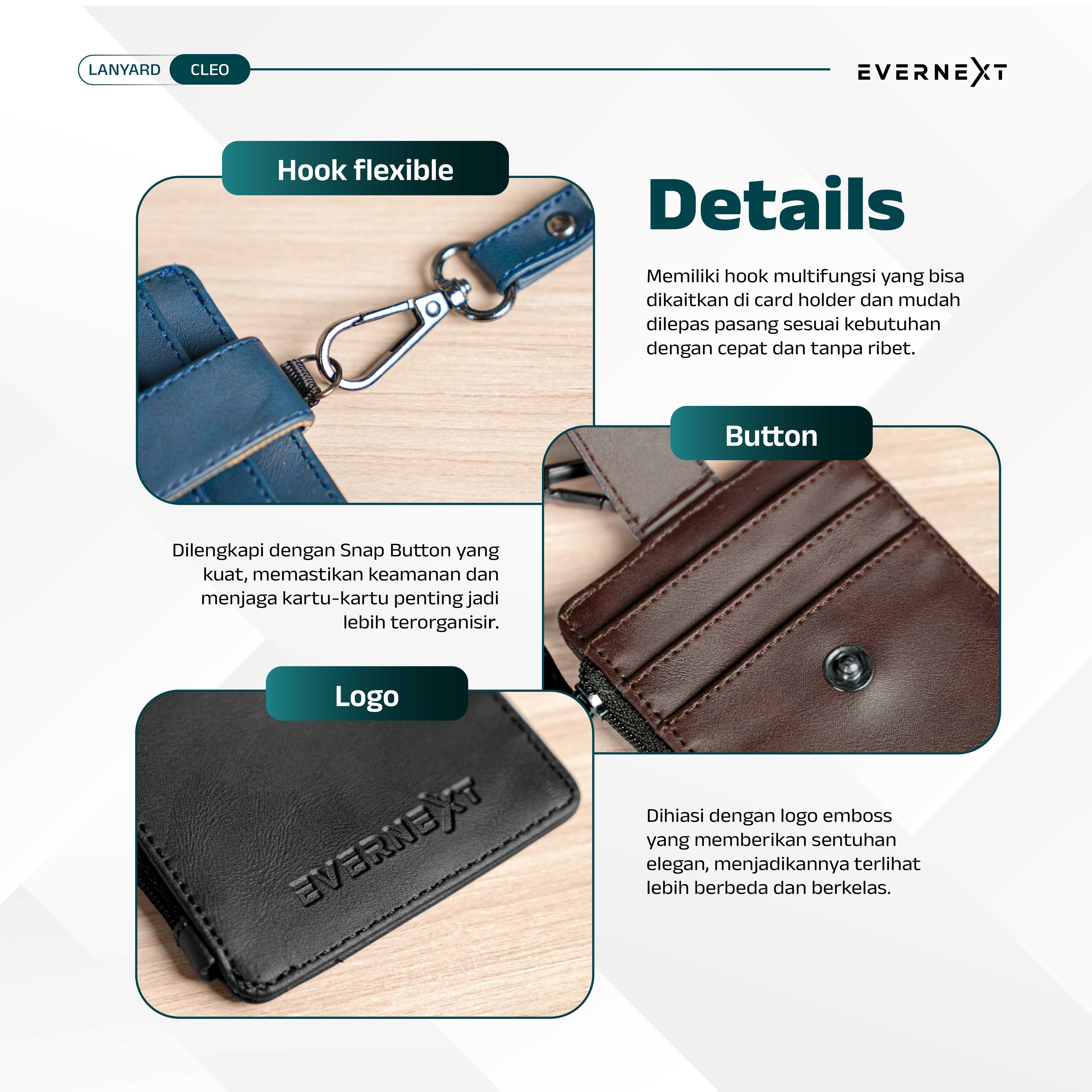 Jual Evernext - Lanyard Kartu ID Card Holder Name Tag Kantor Tas Kalung ...