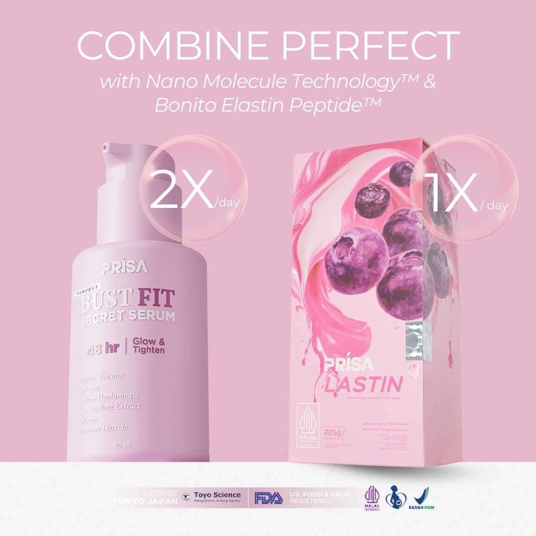 Jual PRISA [PERFECT BUNDLE] Bust Serum 30ml & Lastin Powdered Drink 15 ...