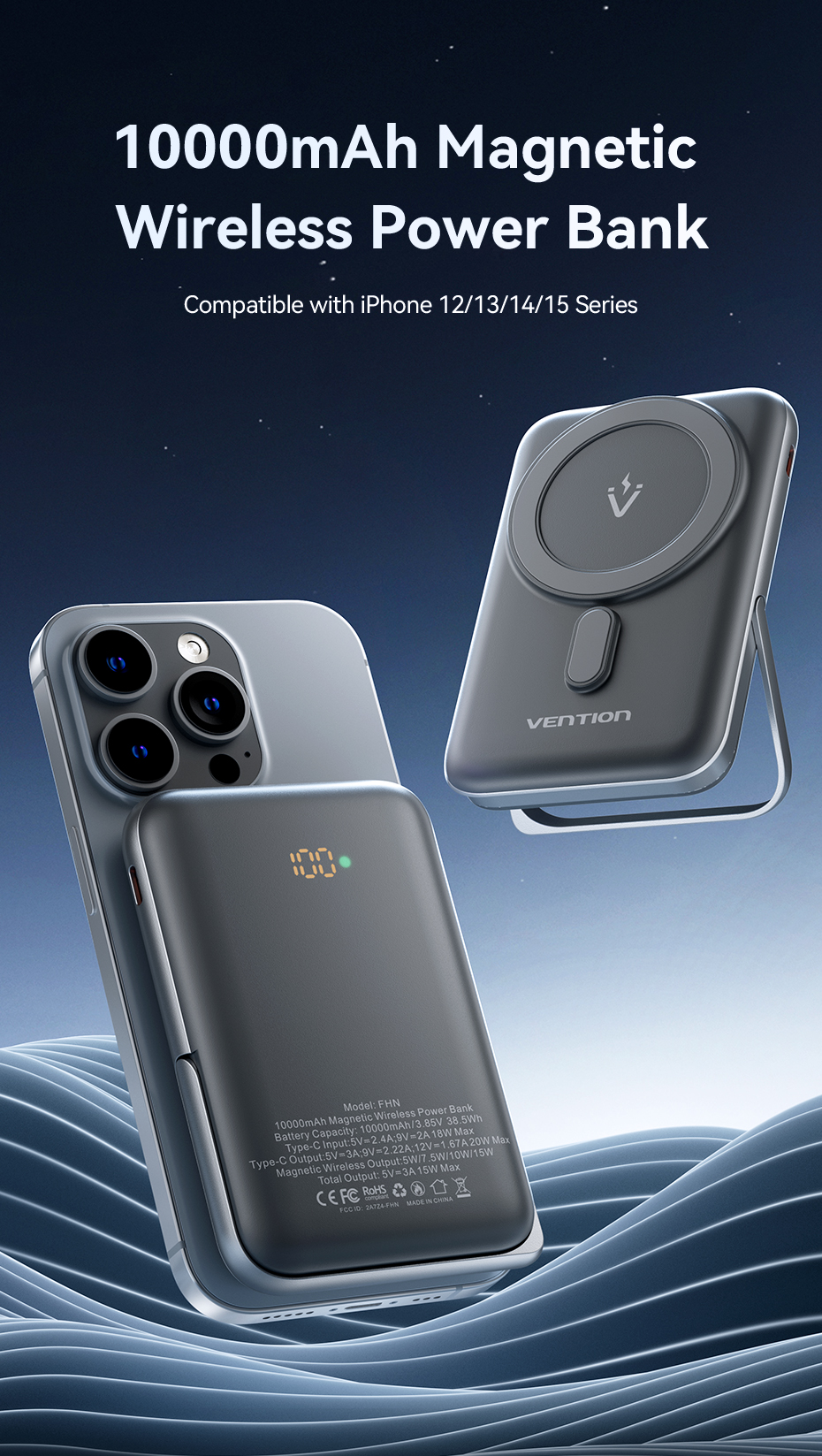 Jual Vention Wireless Powerbank Magnetic Magsafe 20W iPhone Fast