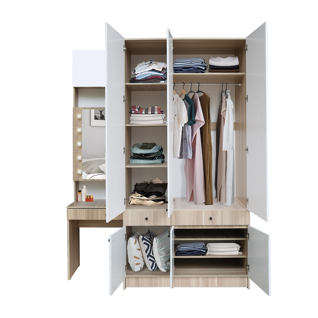 Jual KIRANA Irvine - Lemari Pakaian Set Meja Rias Kayu Wardrobe Putih ...