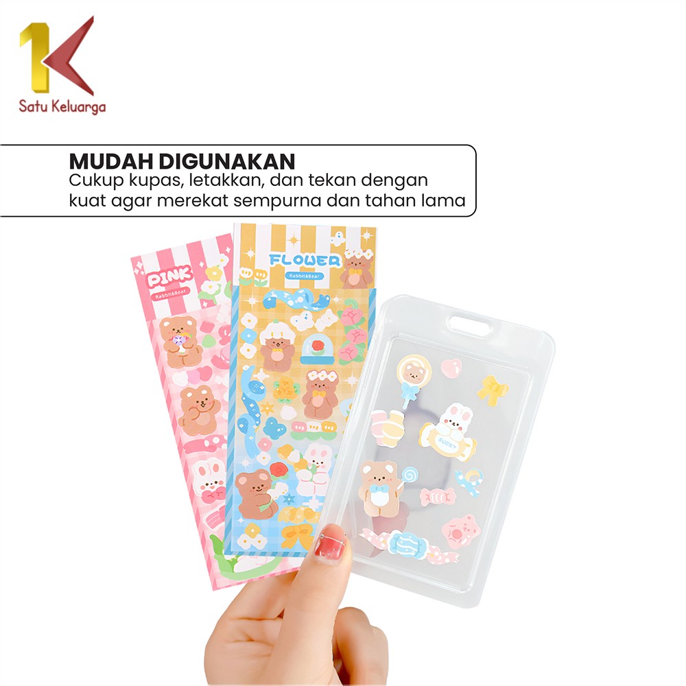 Jual Satu Keluarga Sticker Waterproof Kartun Bear Rabbit Hologram C1107 ...