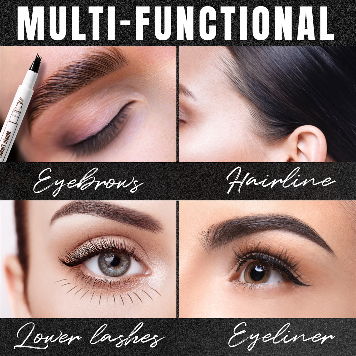 Jual Music Flower 4 Garpu Natural Eyebrow Pen eyebrows Pensil Alis 24 ...