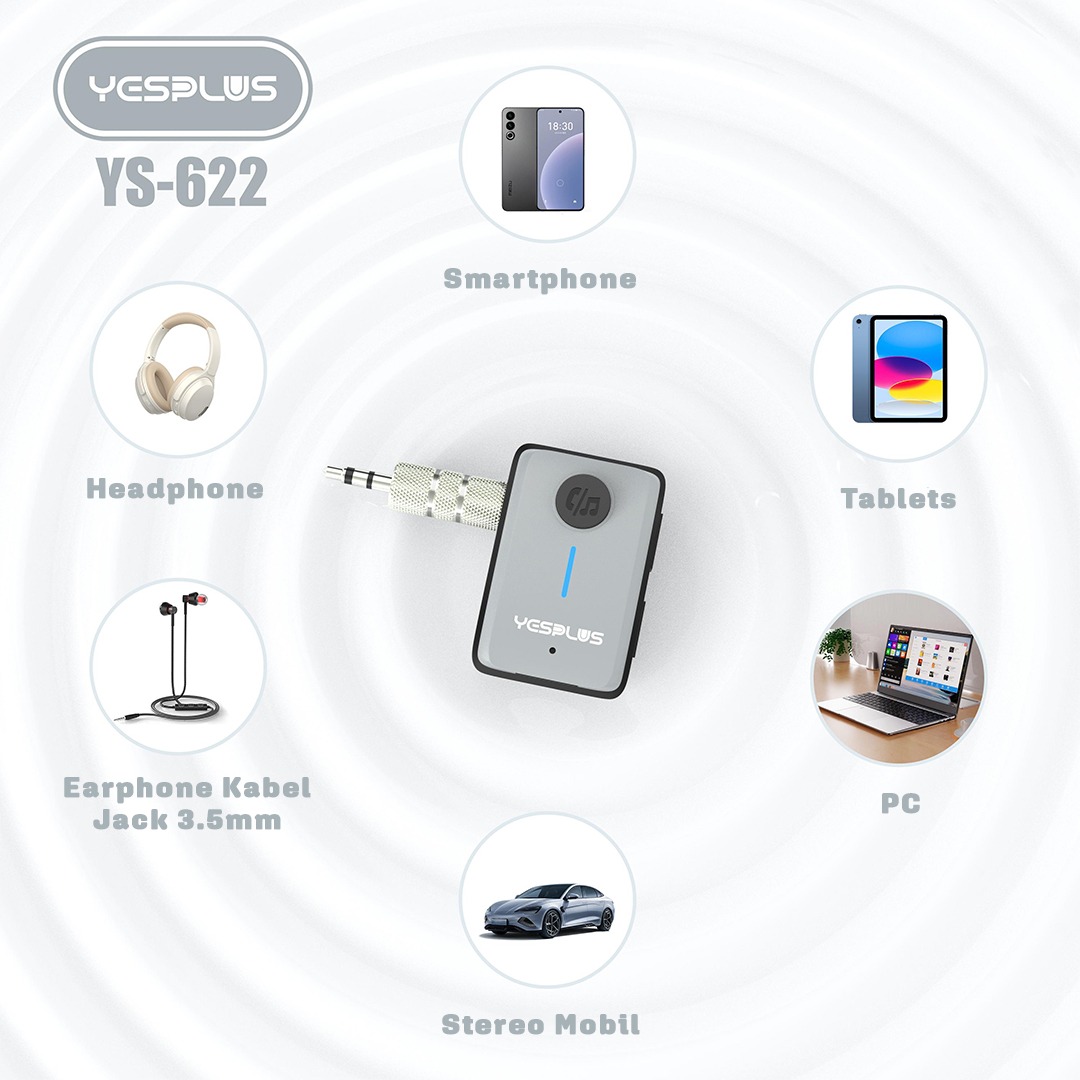 Jual Receiver Bluetooth YESPLUS YS622 Aux 3.5mm Wireless Adapter 5.3 ...