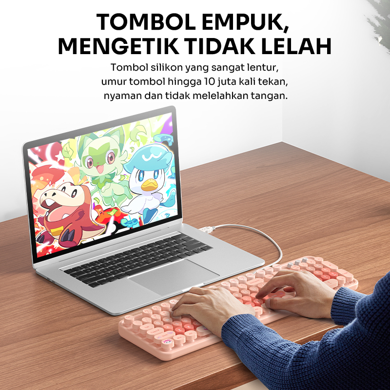 Jual ROBOT Wired Keyboard RK30 Pastel Color Berkabel Portable Office