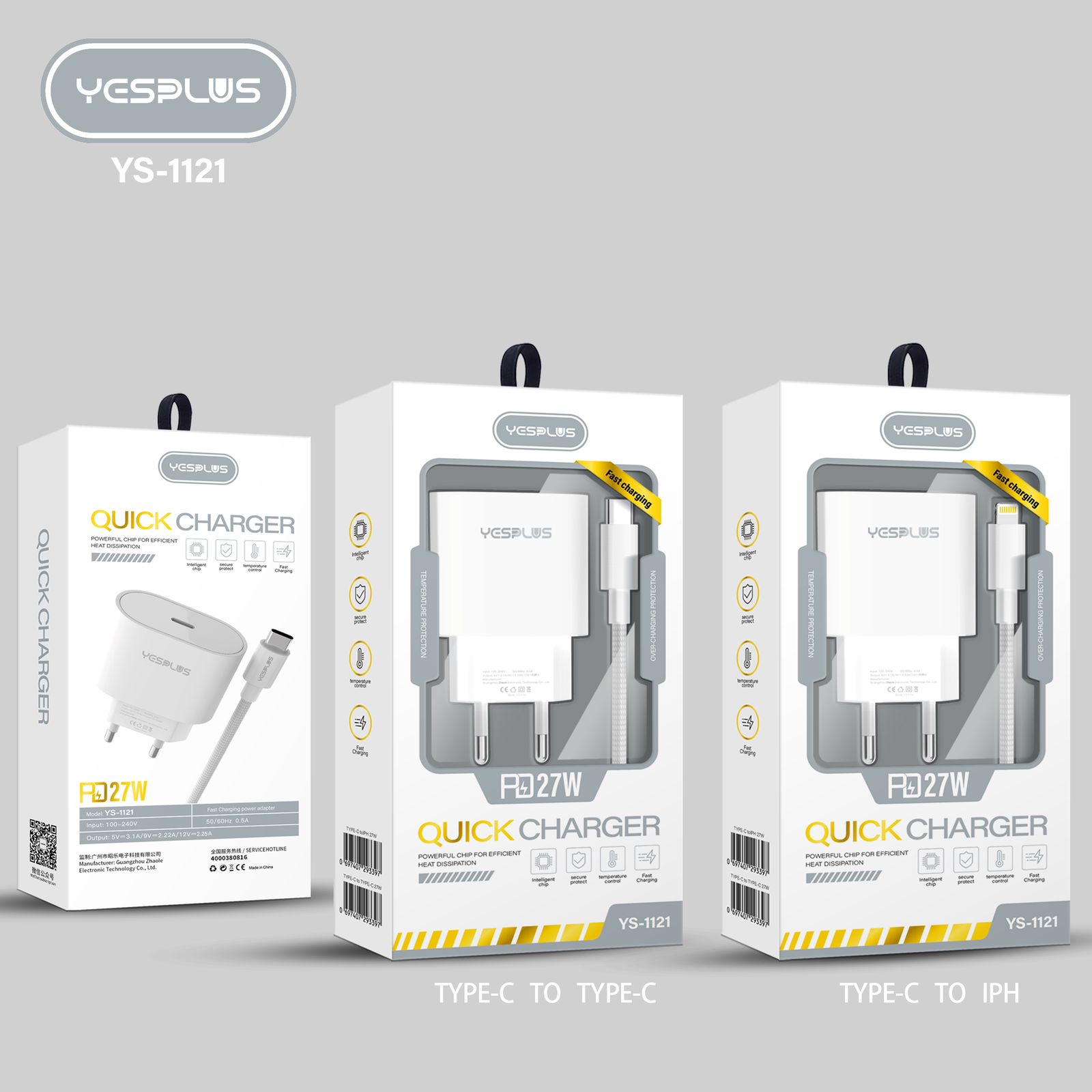 Jual Charger YESPLUS YS-1121 PD 27W Fast Charging Smart Charger & Fast ...