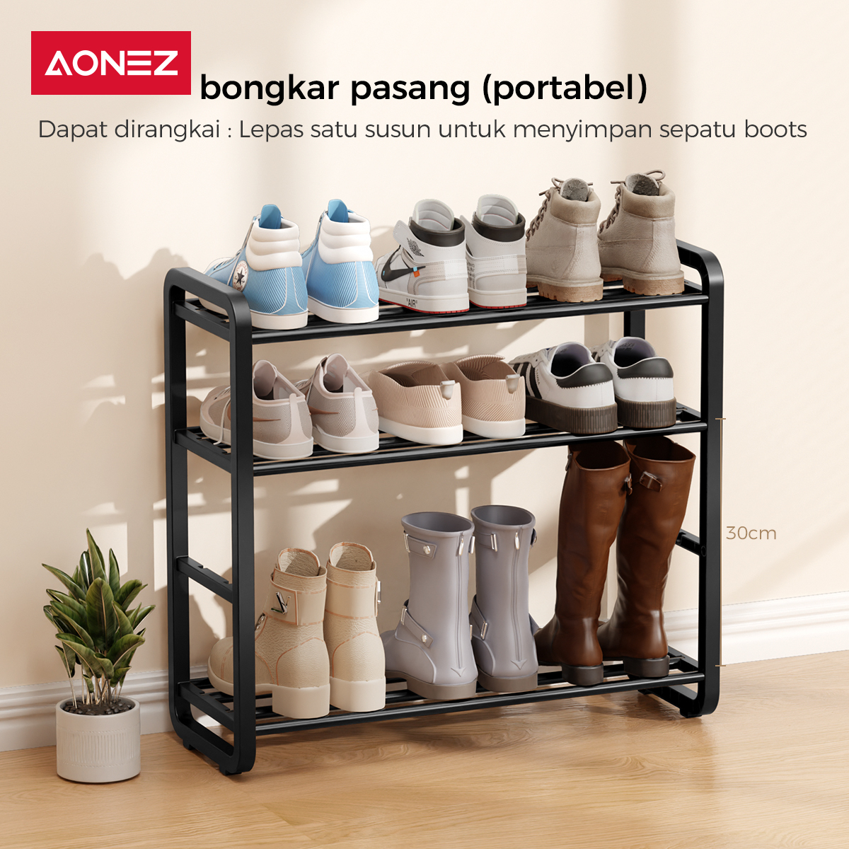 Jual Aonez Rak Sepatu 6 Susun Rak Sepatu Besi Kuat Tebal Tempat Sepatu ...