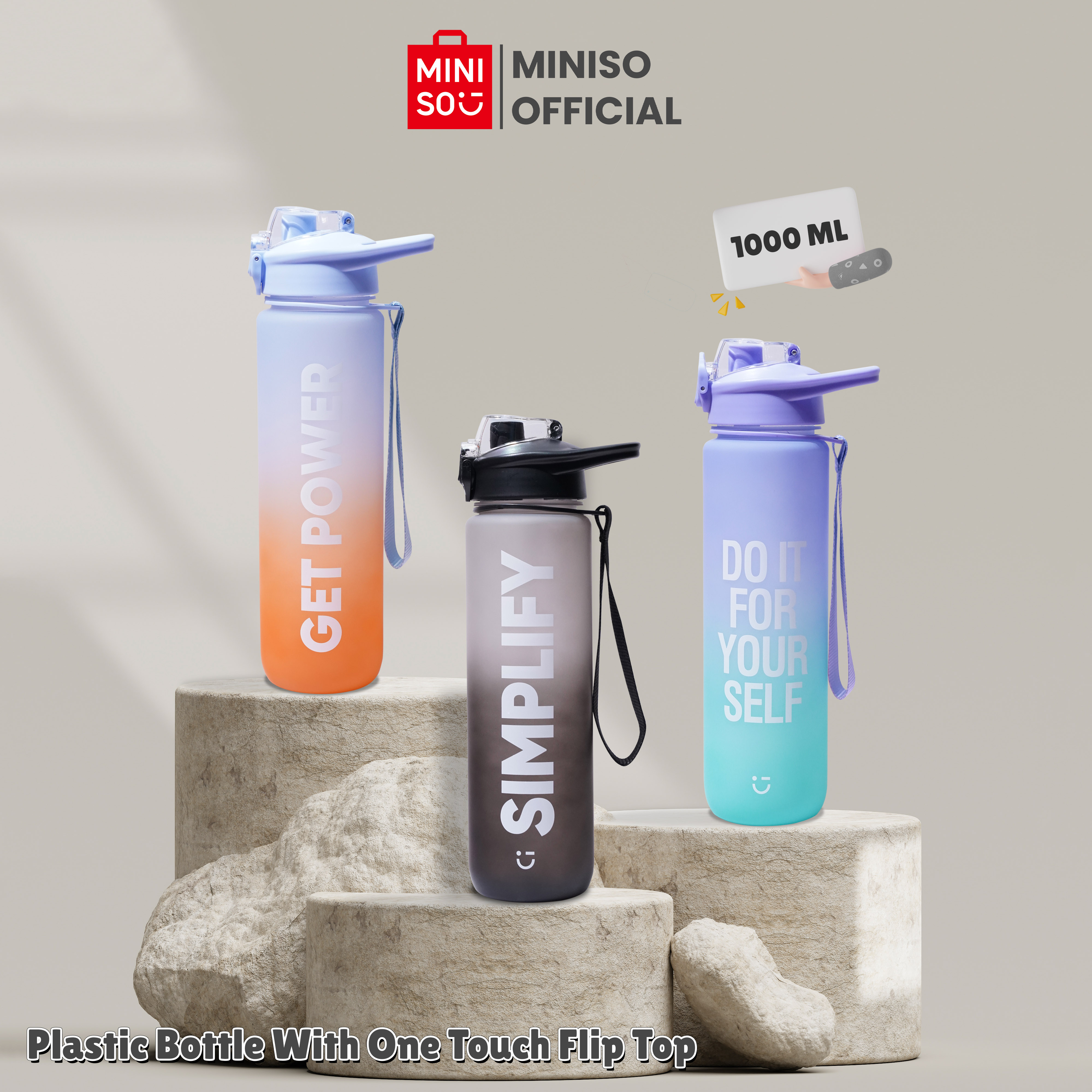 Jual Miniso Botol Minum Plastik Sports Plastic Bottle with One-Touch ...