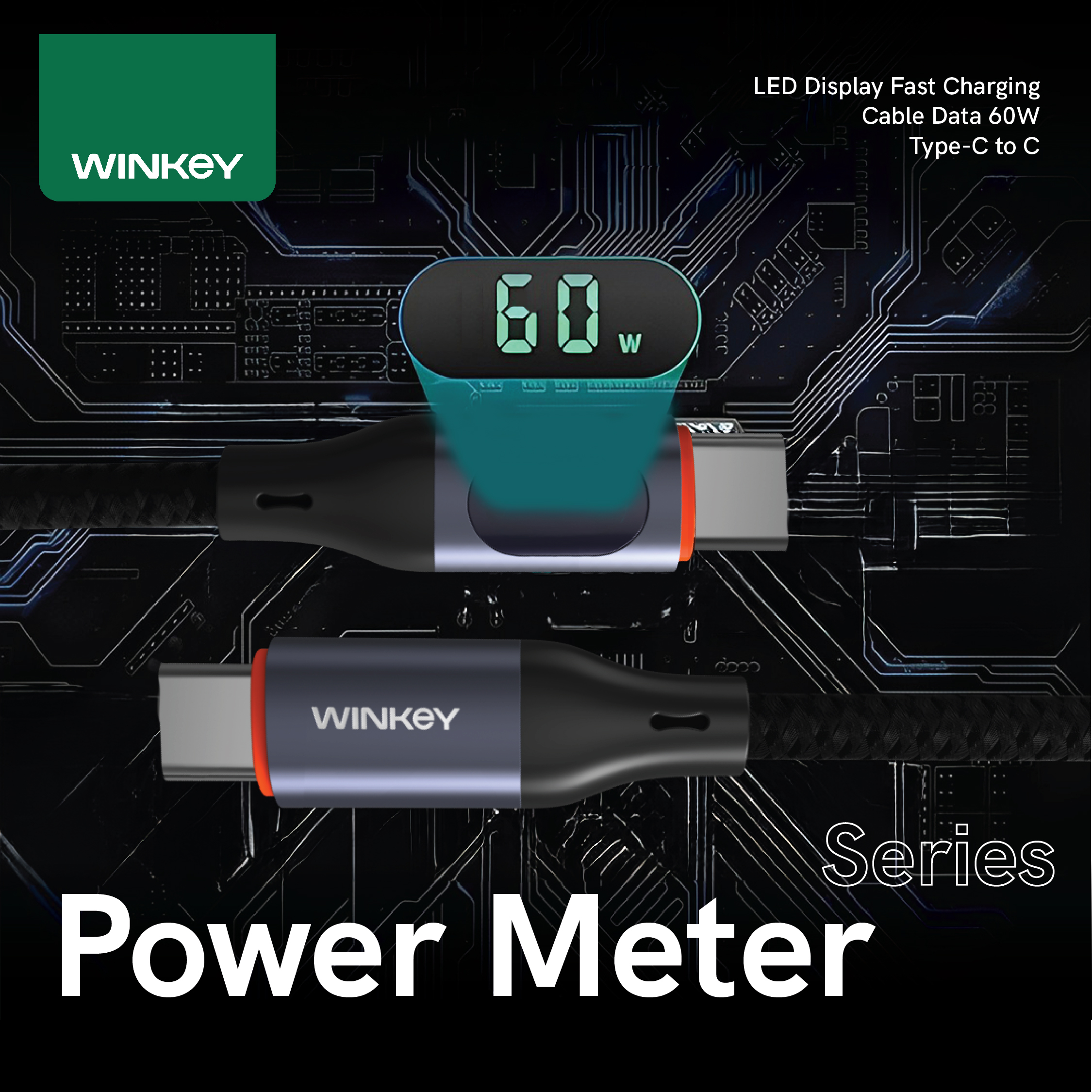 Jual WINKEY Kabel Data Power Meter Type-C to Type-C Fast Charging PD ...