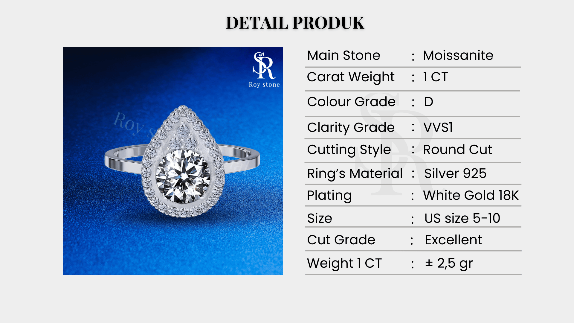 Jual RoyStone - Cincin Blossom Ring Wanita Perhiasan Moissanite ...