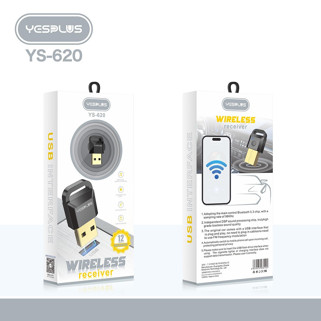 Jual Receiver Wireless Bluetooth 5.3 YESPLUS YS-620 Mini USB Bluetooth ...