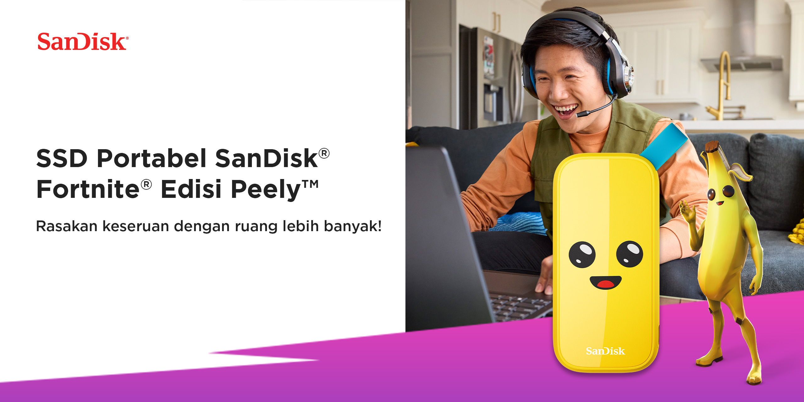 Jual SanDisk Portable SSD E30 1TB / 2TB Fortnite Peely Edition USB 3.2 ...