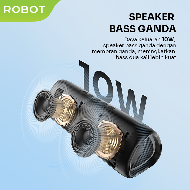 Jual ROBOT Speaker Bluetooth Portable Double Bass 1500mAh 10W Tahan Air ...