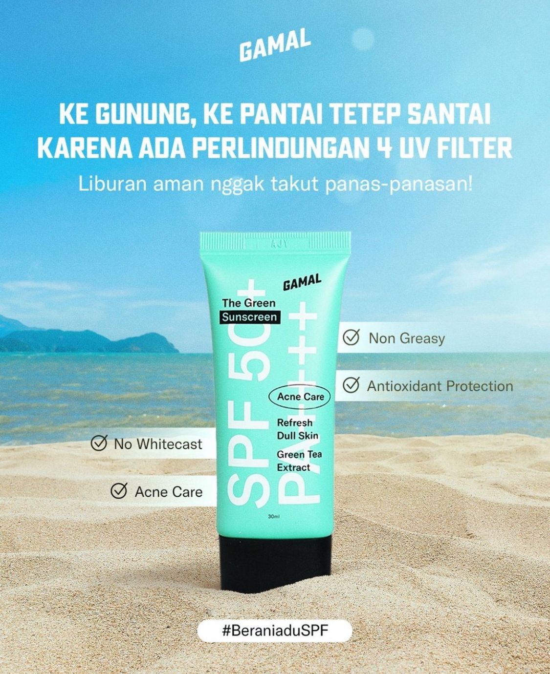 Jual GAMAL | The Green Sunscreen SPF 50+ PA++++ | 30ml | Untuk ...