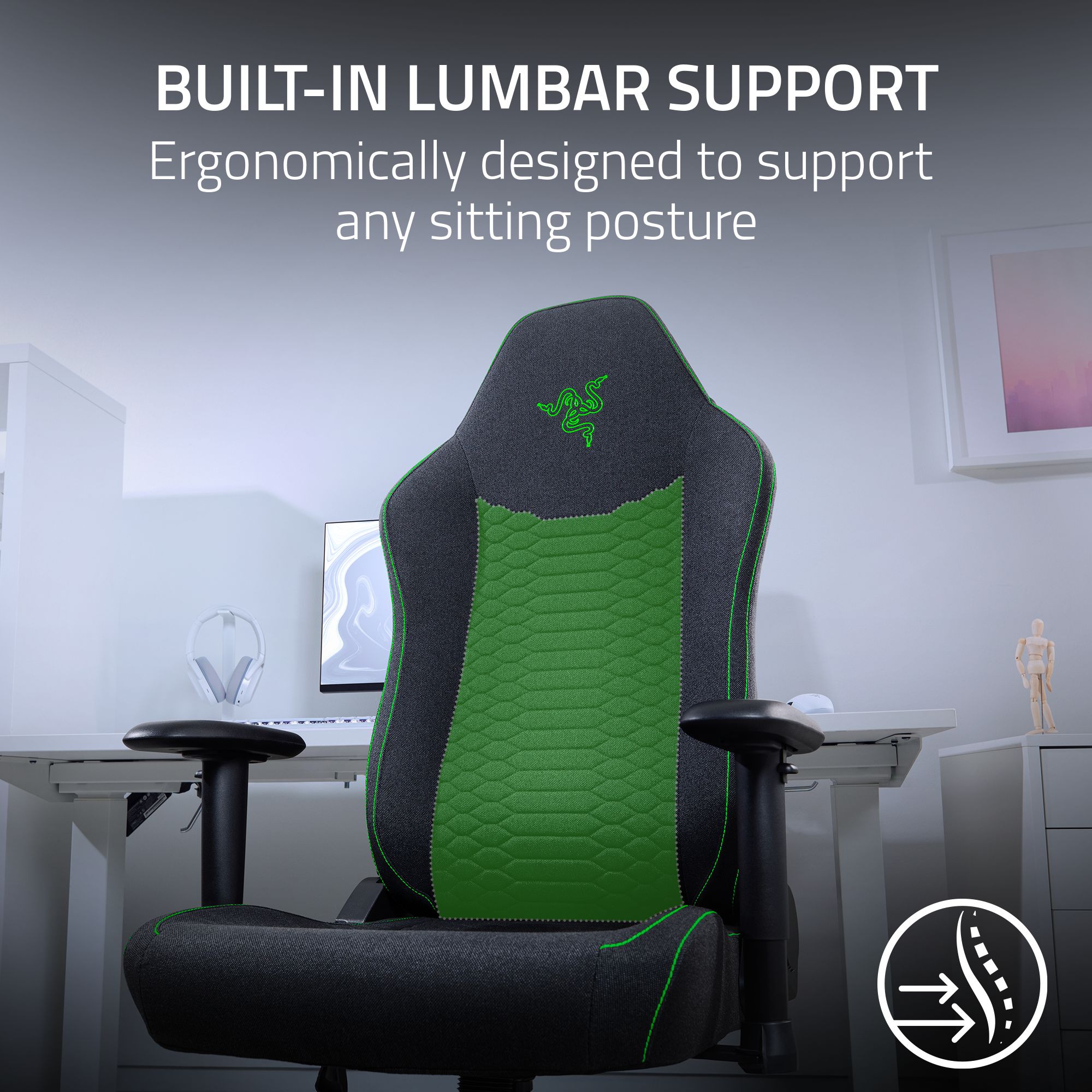 Jual Razer Iskur V2 X - Black Fabric - Core Ergonomic Wide Seat Dual ...
