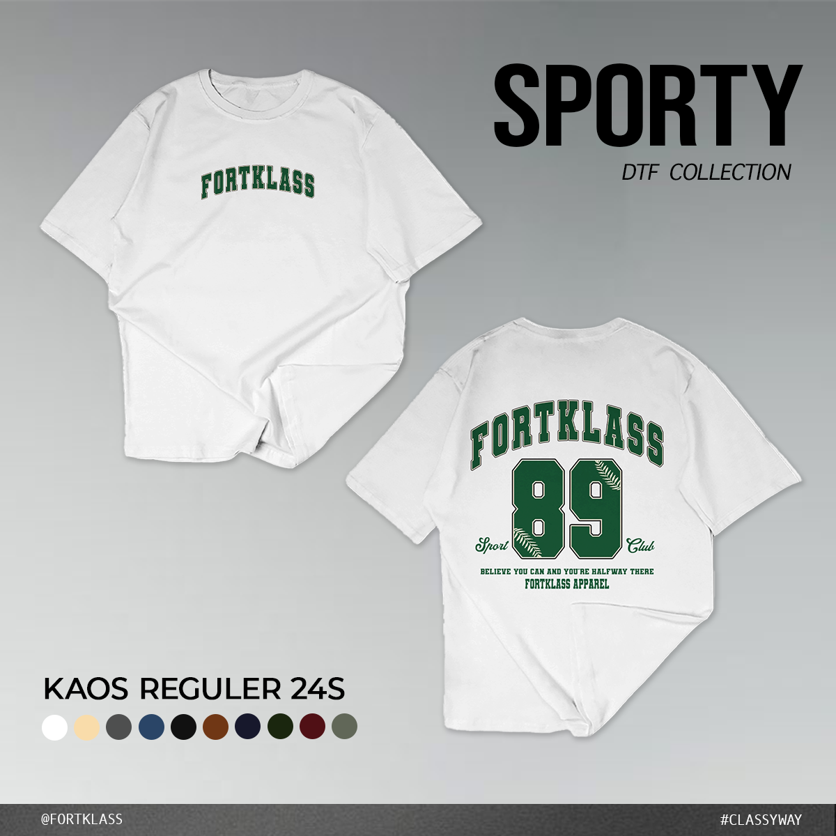 Jual FortKlass Kaos SPORTY Regular Fit Kaos Sablon 24S 30S Kaos Pria ...