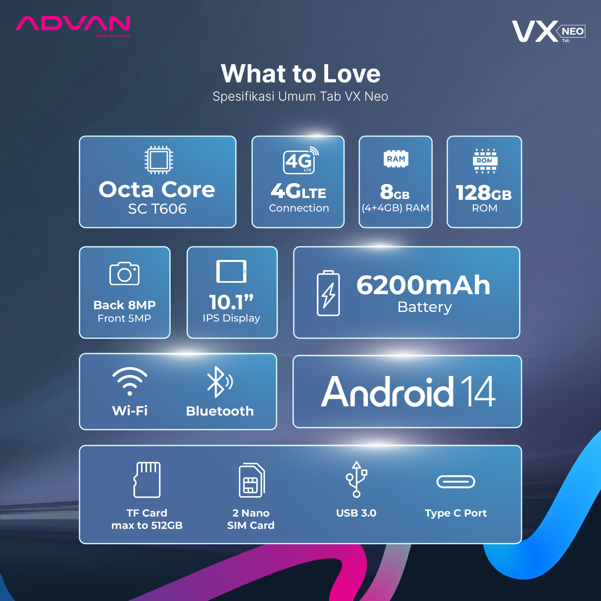 Jual [PROMO SPECIAL] ADVAN Tab VX Neo | Dual SIM Card 4G LTE | 4GB+4GB ...