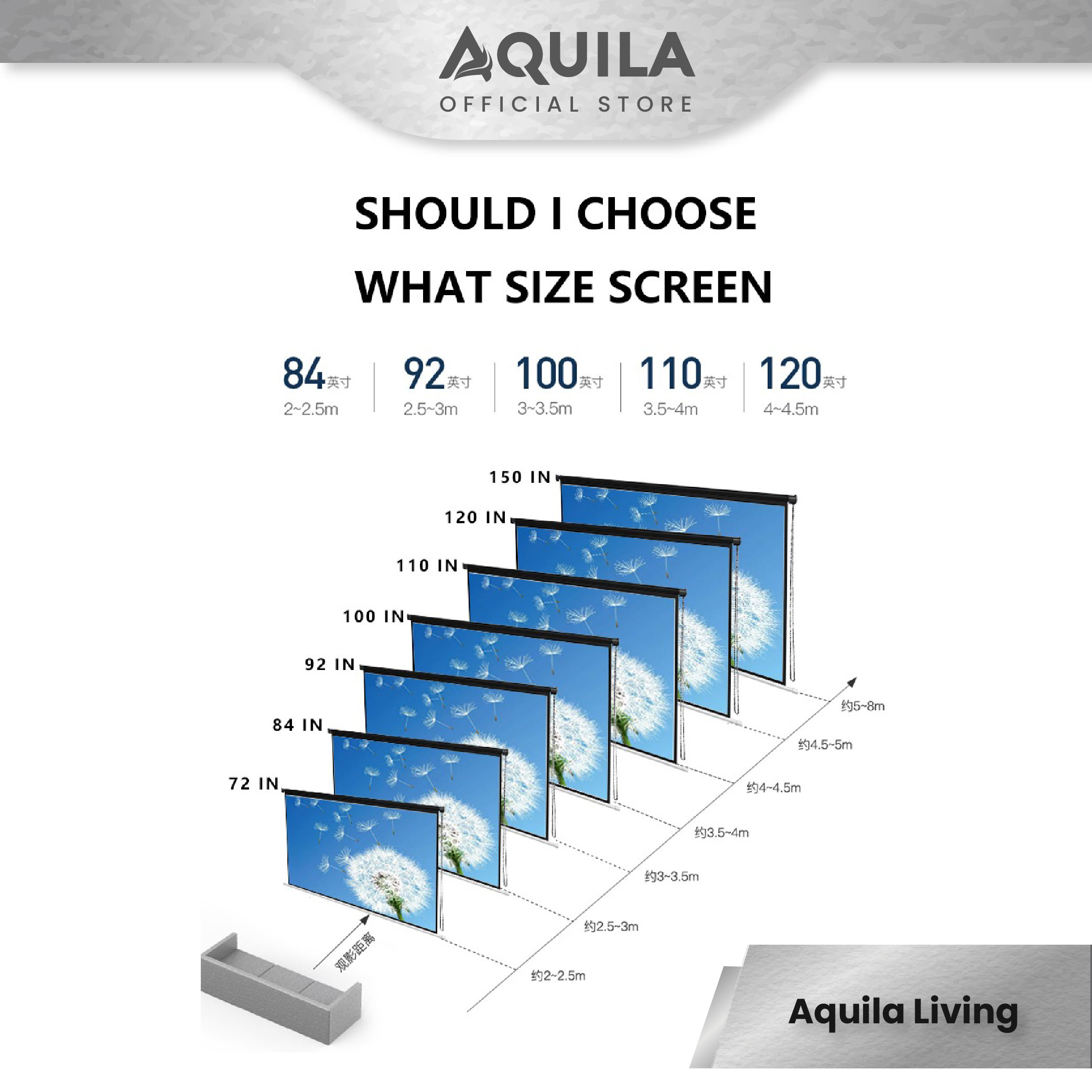 Jual Aquila Layar Proyektor Projection Screen 72