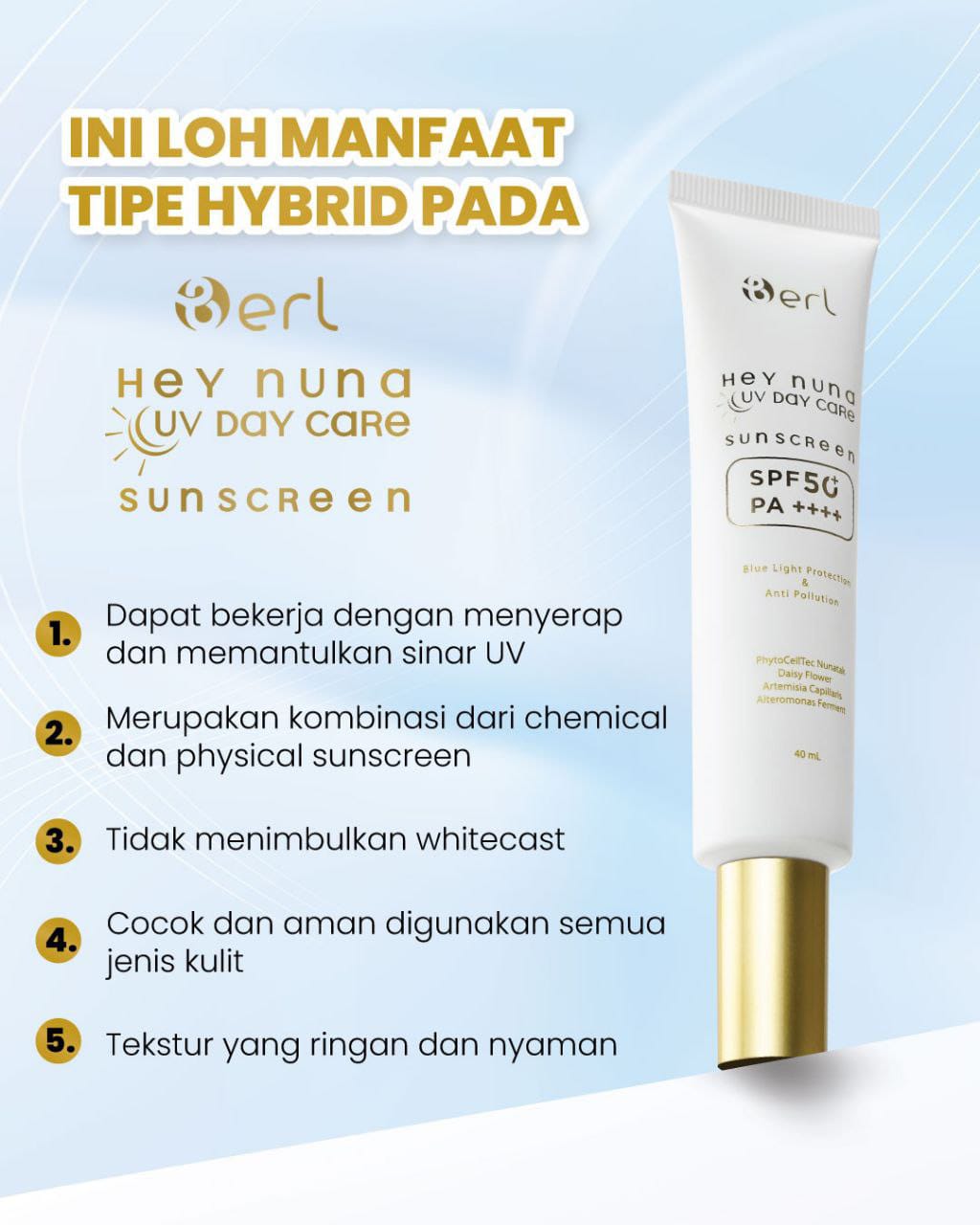 Jual B erl Hey Nuna UV Day Sunscreen - Hybird Sunscreen SPF 50+ PA ...