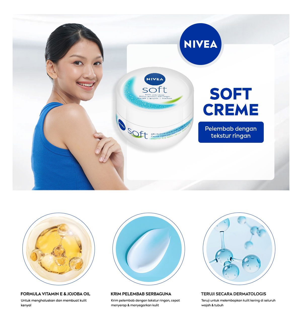 Jual NIVEA Cream Moisturizer Soft Creme Jar 100ml - Hand body krim ...