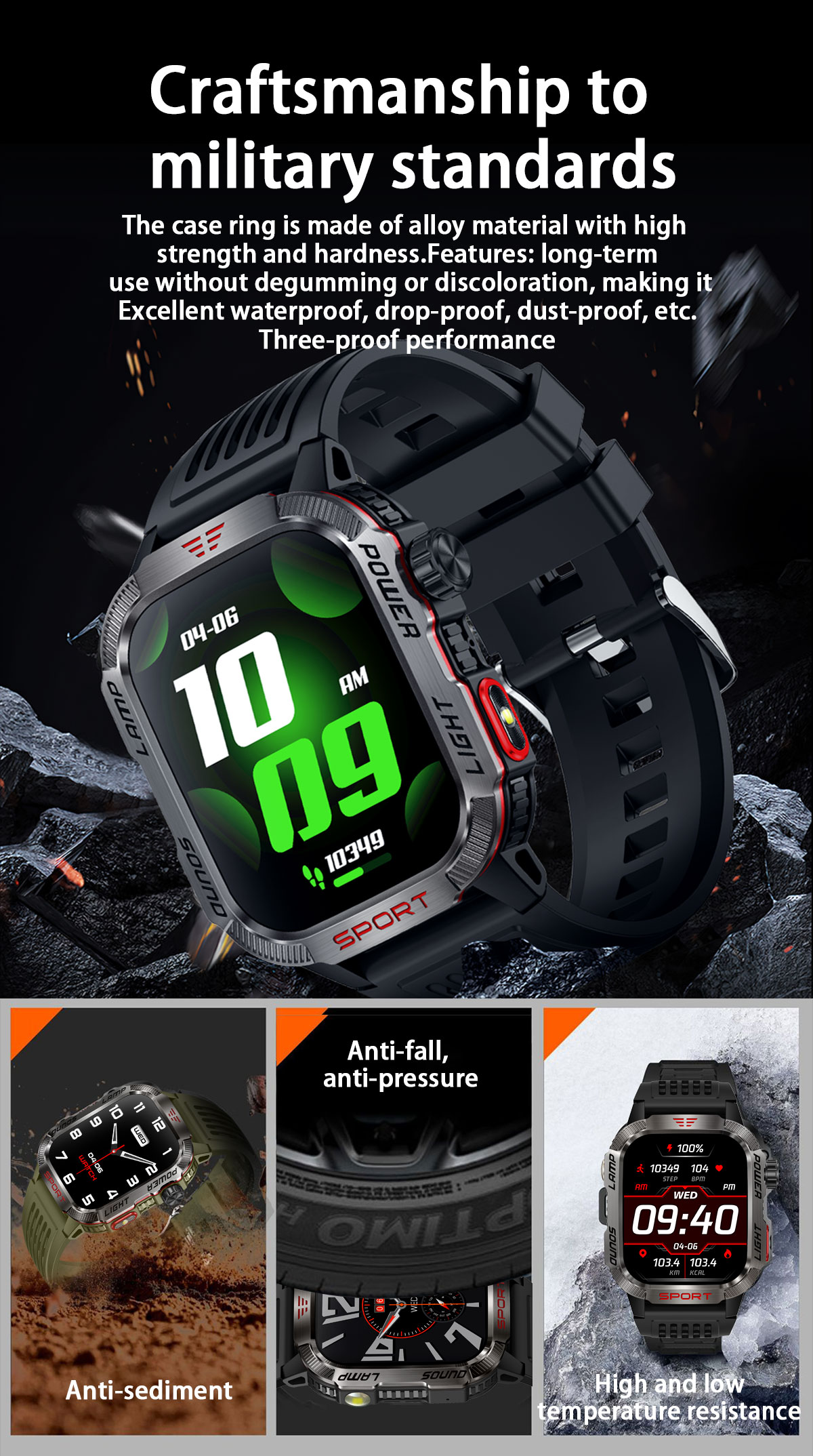 Jual LDS Rugged Smartwatch Bluetooth Call 5ATM 50m Waterproof