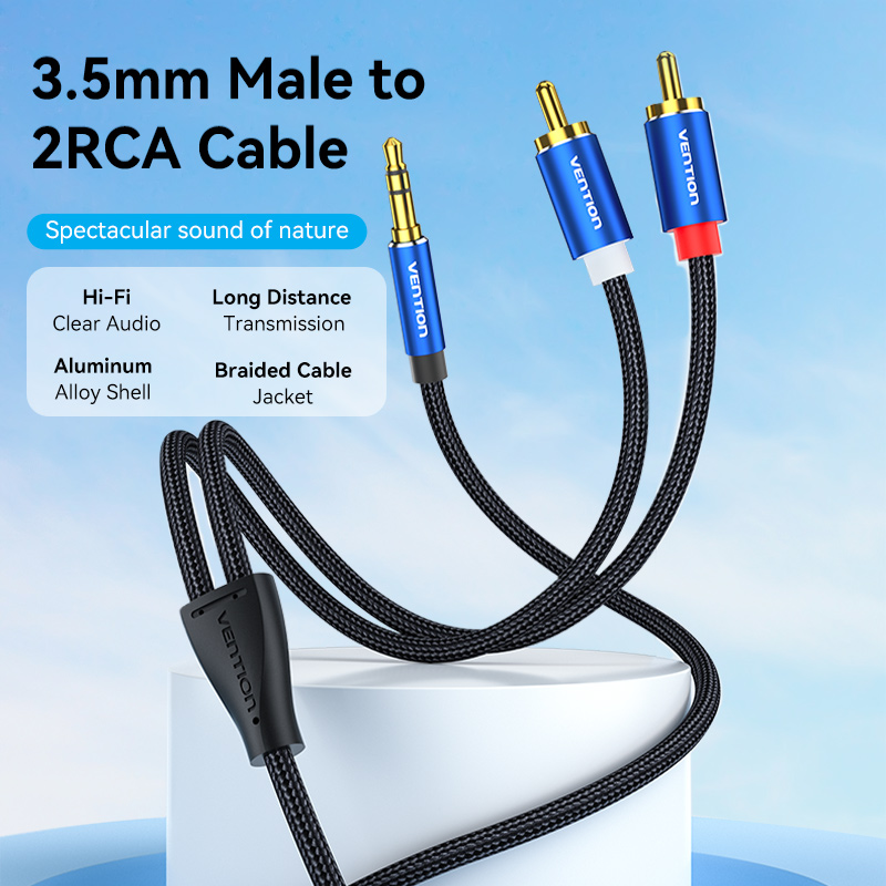 Jual Vention Kabel Aux 3.5mm To 2 RCA Male Braided Speaker Audio Stereo ...