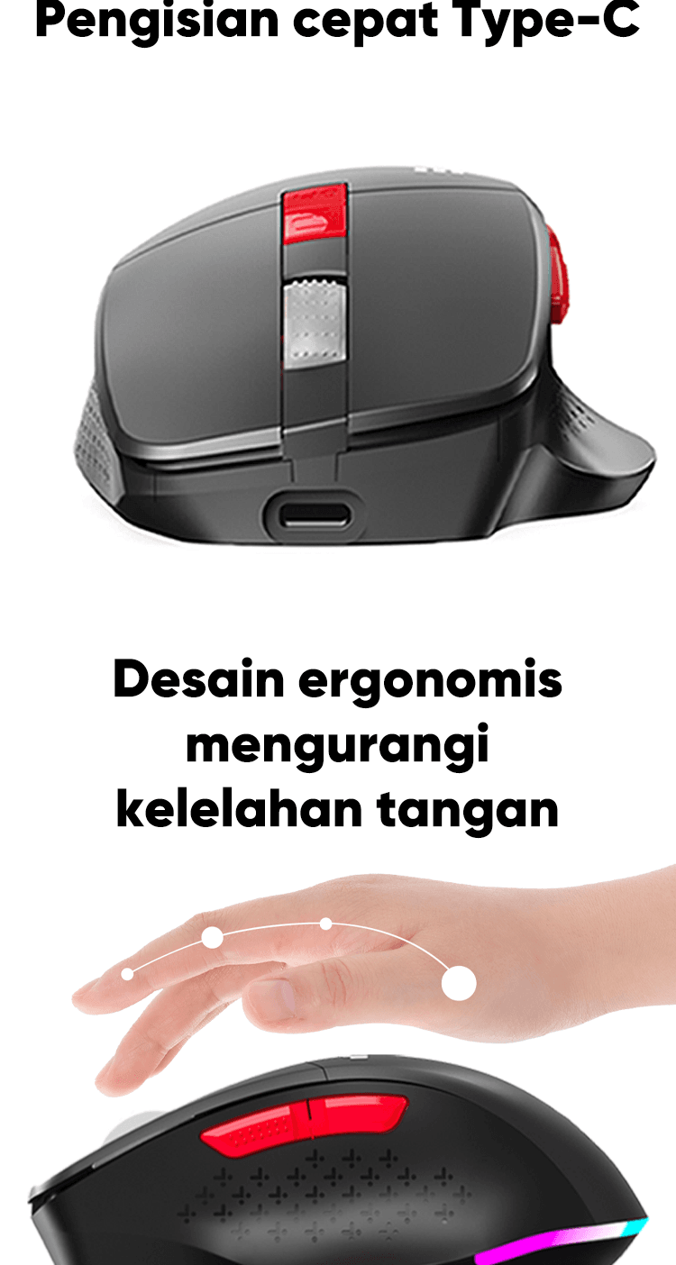 Jual MAGEGEE Mouse Wireless Gaming Rechargeable Baterai RGB Light Type ...