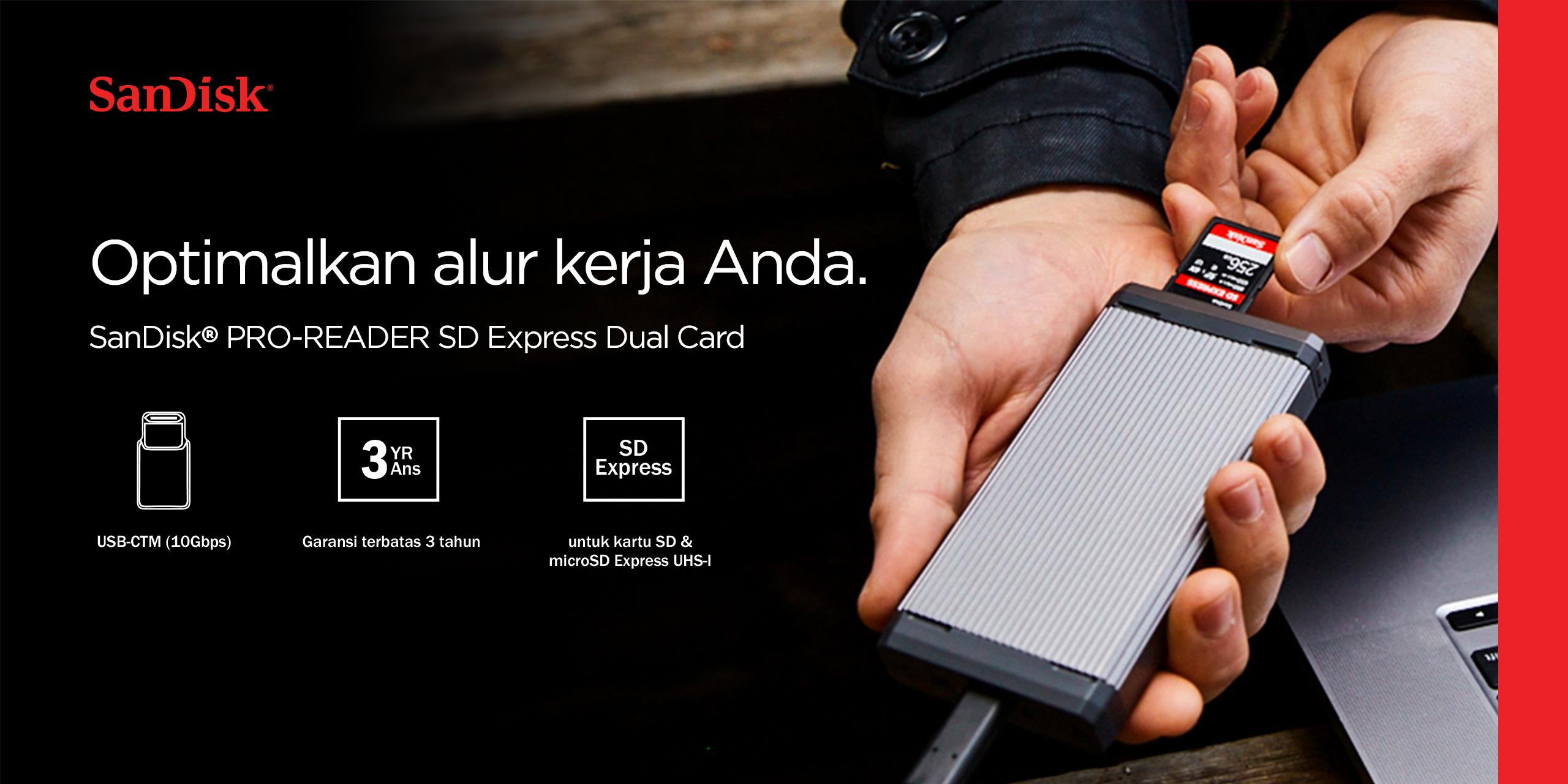 Jual SanDisk PRO Reader SD Express Dual Card USB 3.2 Gen 2 Reader ...