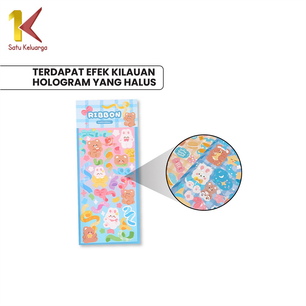 Jual Satu Keluarga Sticker Waterproof Kartun Bear Rabbit Hologram C1107 ...