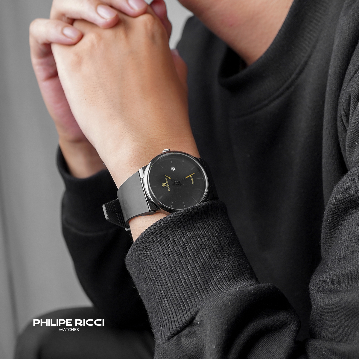Jual PhiLipe Ricci Jam Tangan Pria Karet Hitam Simple Terbaru Ori Tipis ...