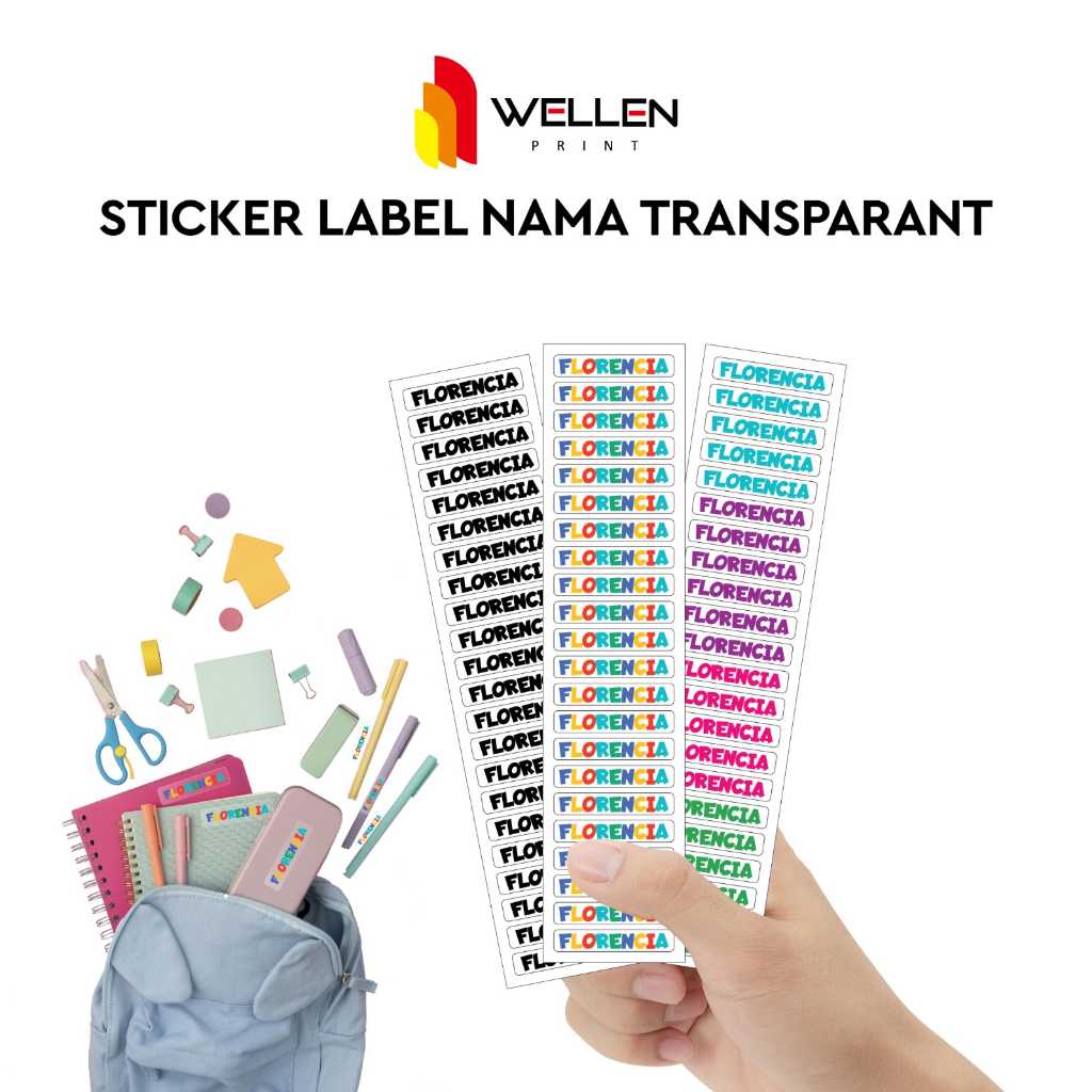 Jual WELLEN PRINT - Cetak Sticker Label Nama Transparant Custom Nama ...