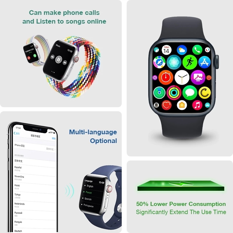 Teevo SmartWatch S9 Max 44mm GPS NFC Bluetooth Waterproof Wanita Pria Jam  Tangan Pintar Bisa Telponan Dan Ganti Wallpapper Smart Watch