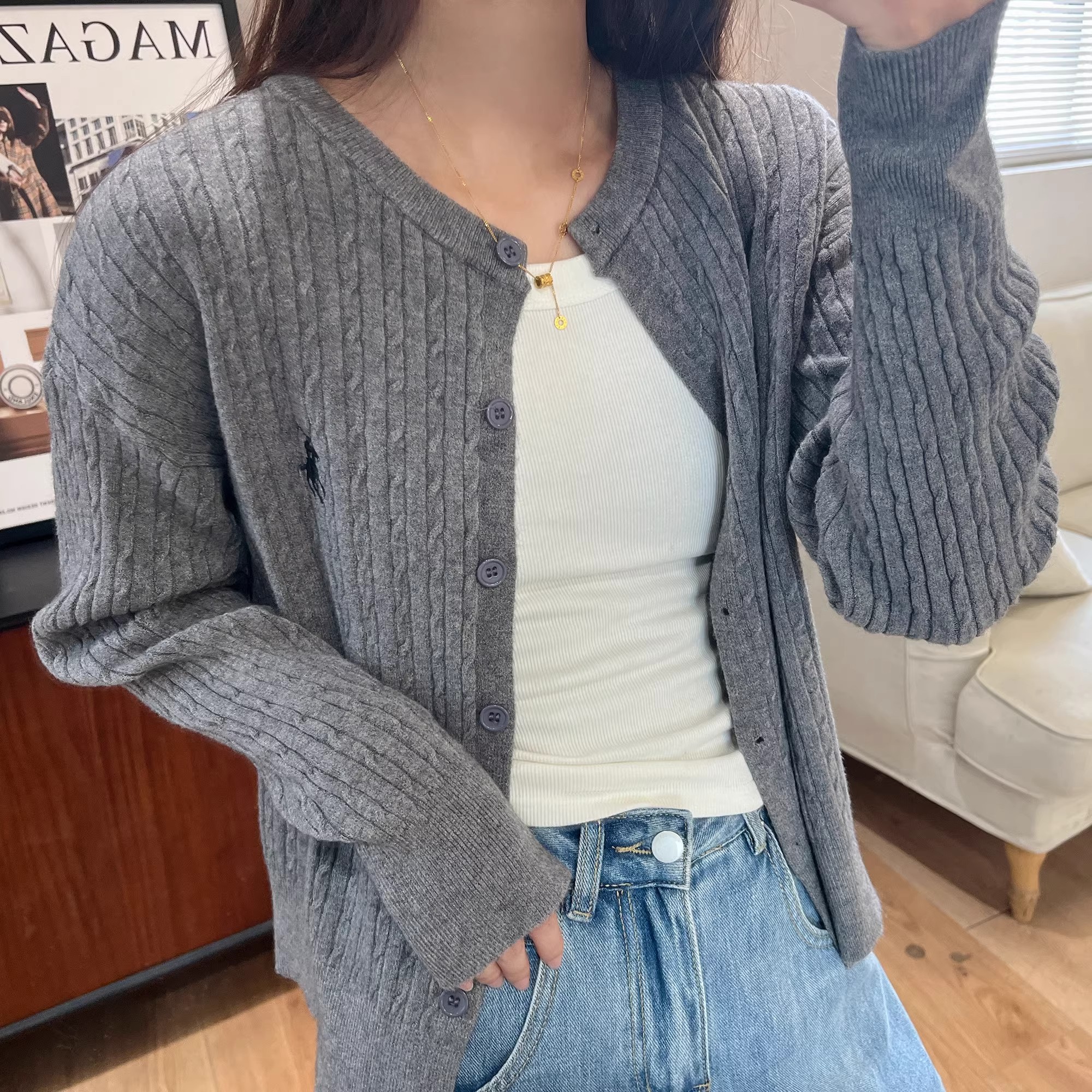 Jual Newlan ZZ106 Kardigan Rajutan Lengan Panjang Wanita / Sweater ...