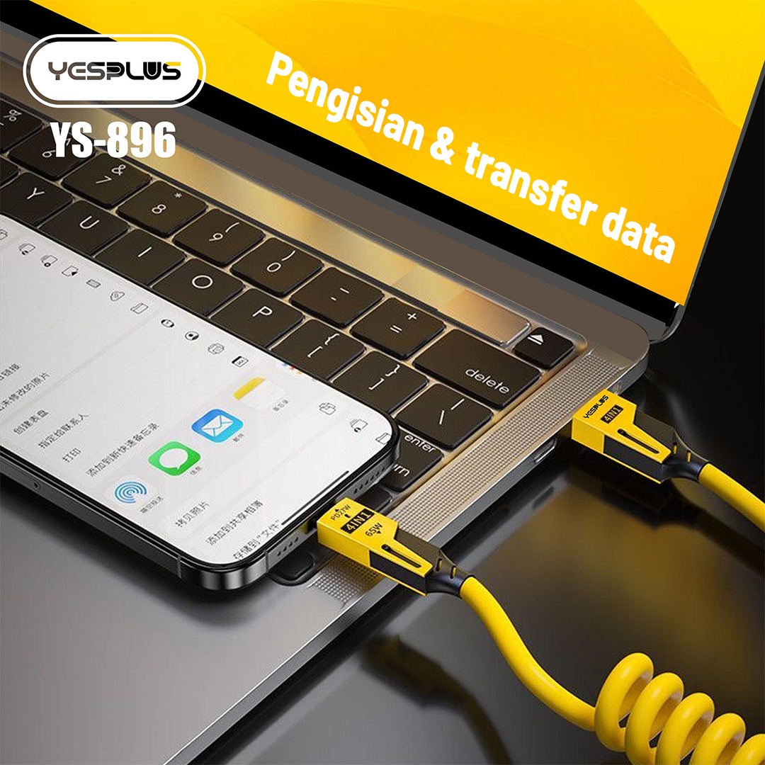 Jual Kabel Data YESPLUS YS-896 Spring 4in1 type C 65W + PD 27W Multiple ...