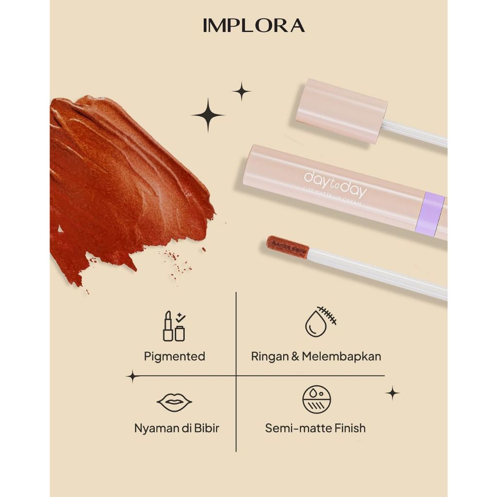 Jual Implora Day to Day Lite Matte Lip Cream/Lipstick Shopee Indonesia