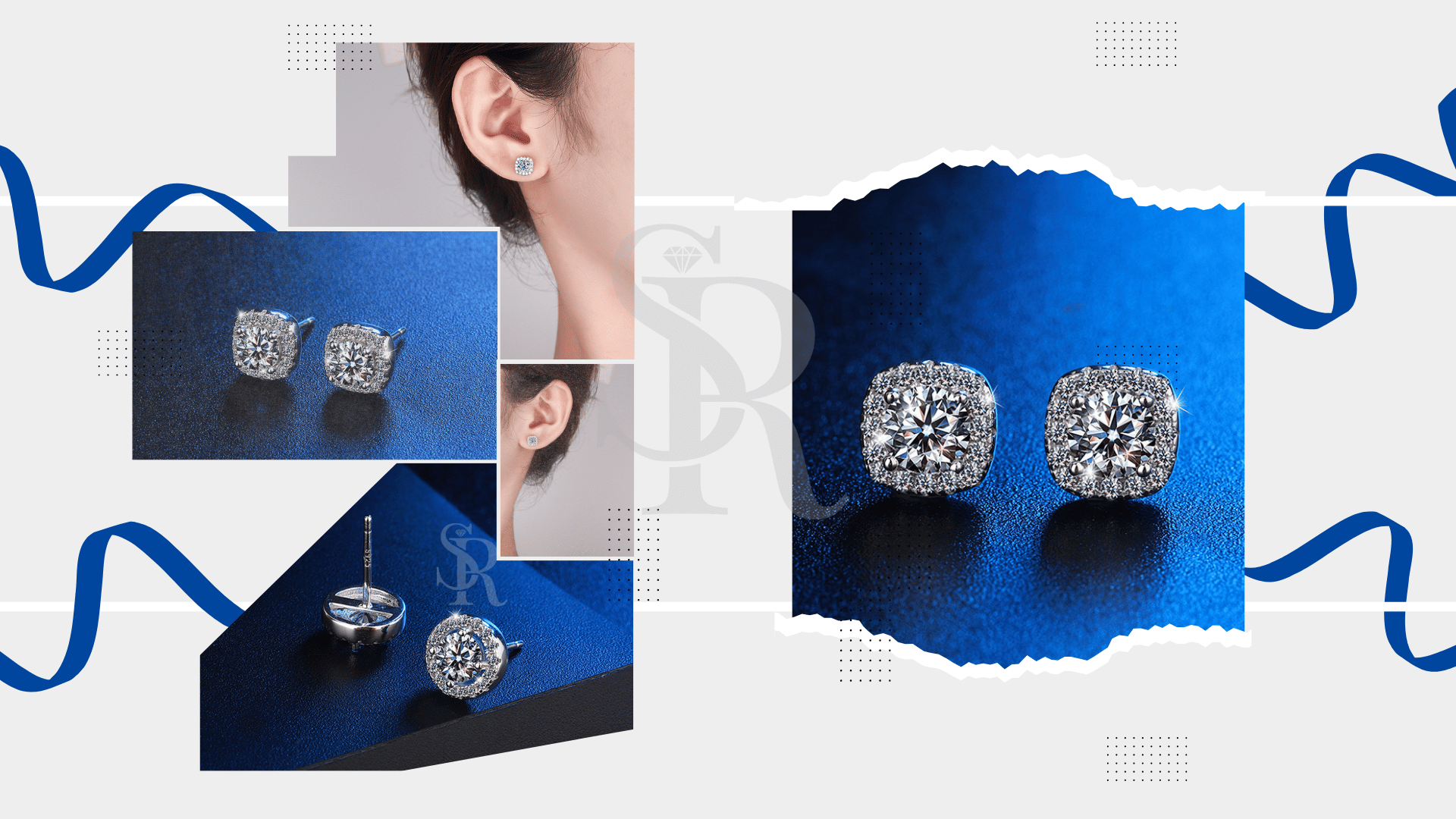 Jual RoyStone - Anting Square Earrings Wanita Perhiasan Moissanite ...