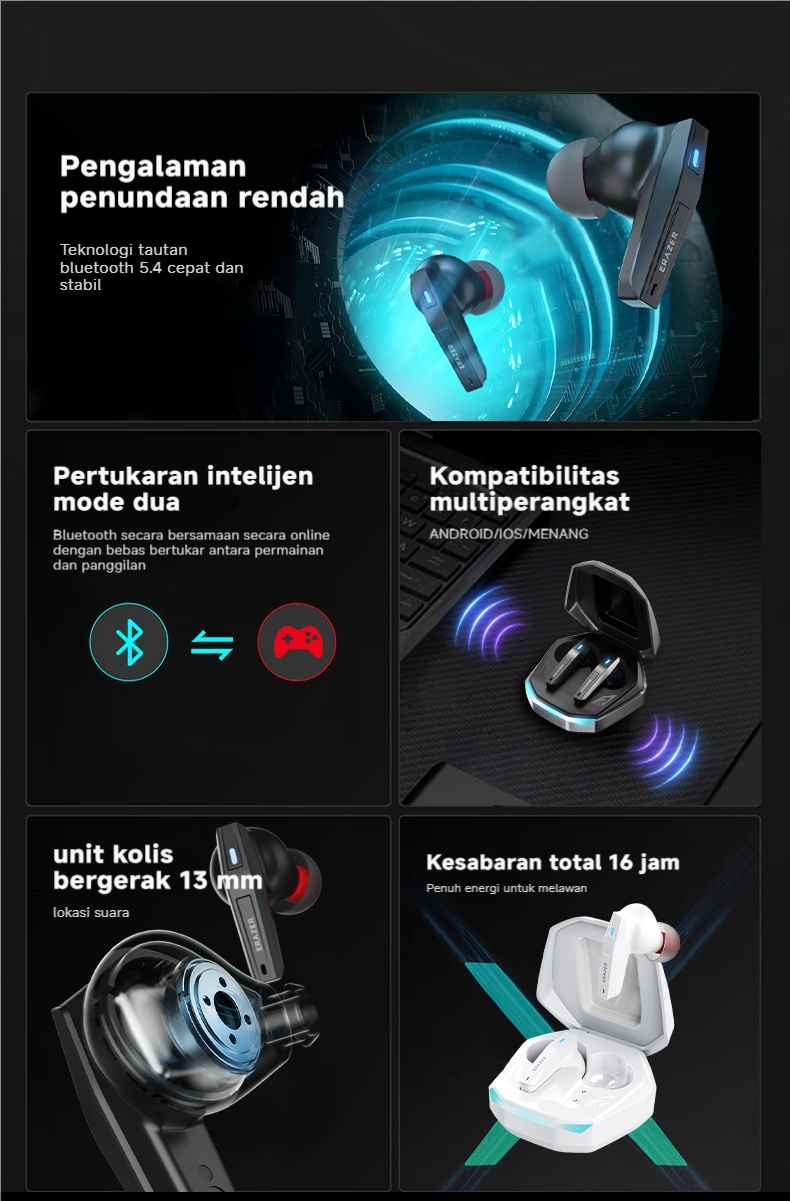 Jual BUPUDA x Lenovo Erazer XT86 Gaming Headset Wireless Bluetooth 5.3 ...