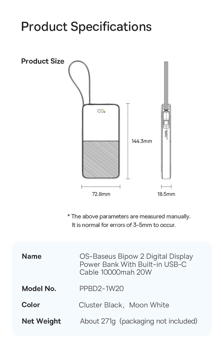 Jual Baseus Office Bipow FastCharging QC 3.0 C iP20000 mAh Power Bank