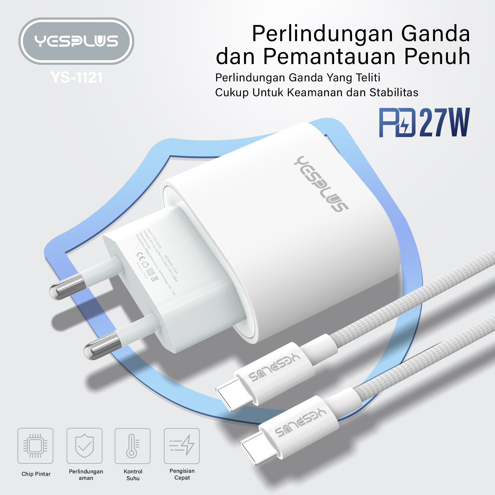 Jual Charger YESPLUS YS-1121 PD 27W Fast Charging Smart Charger & Fast ...