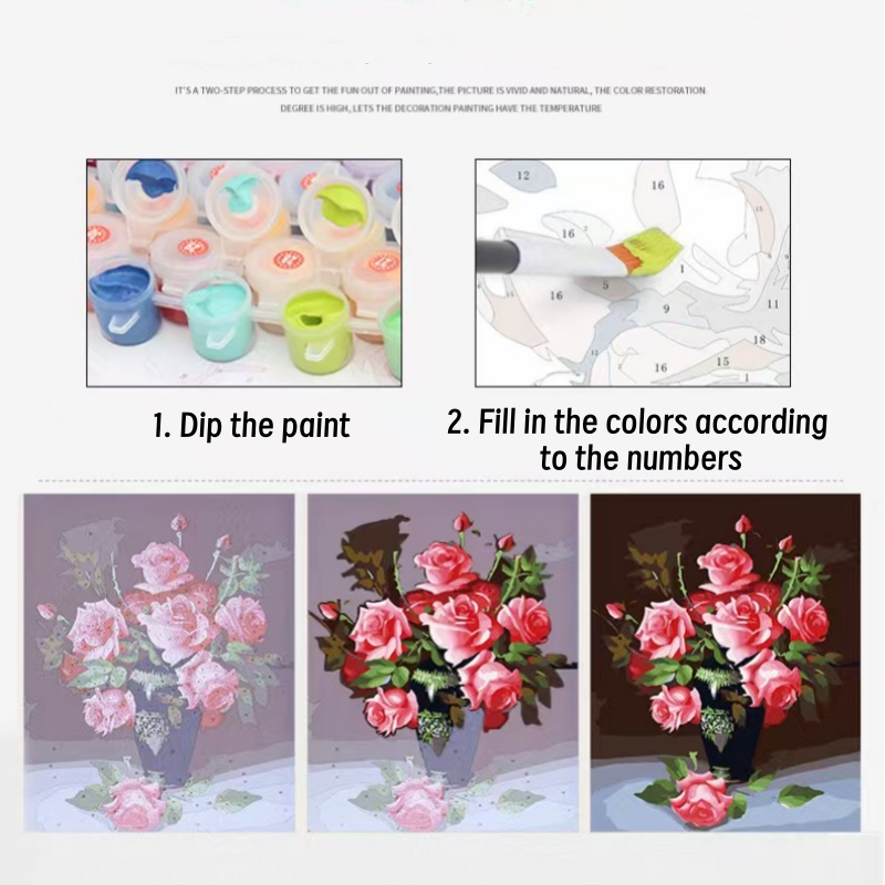 Jual VOOVA Paint by number 20 x 20cm Canvas Paint By Number Kit DIY ...