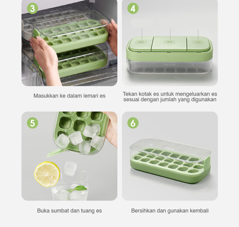 Jual ECOCO Quantitative Ice Cube Tray - cetakan es batu food grade es ...
