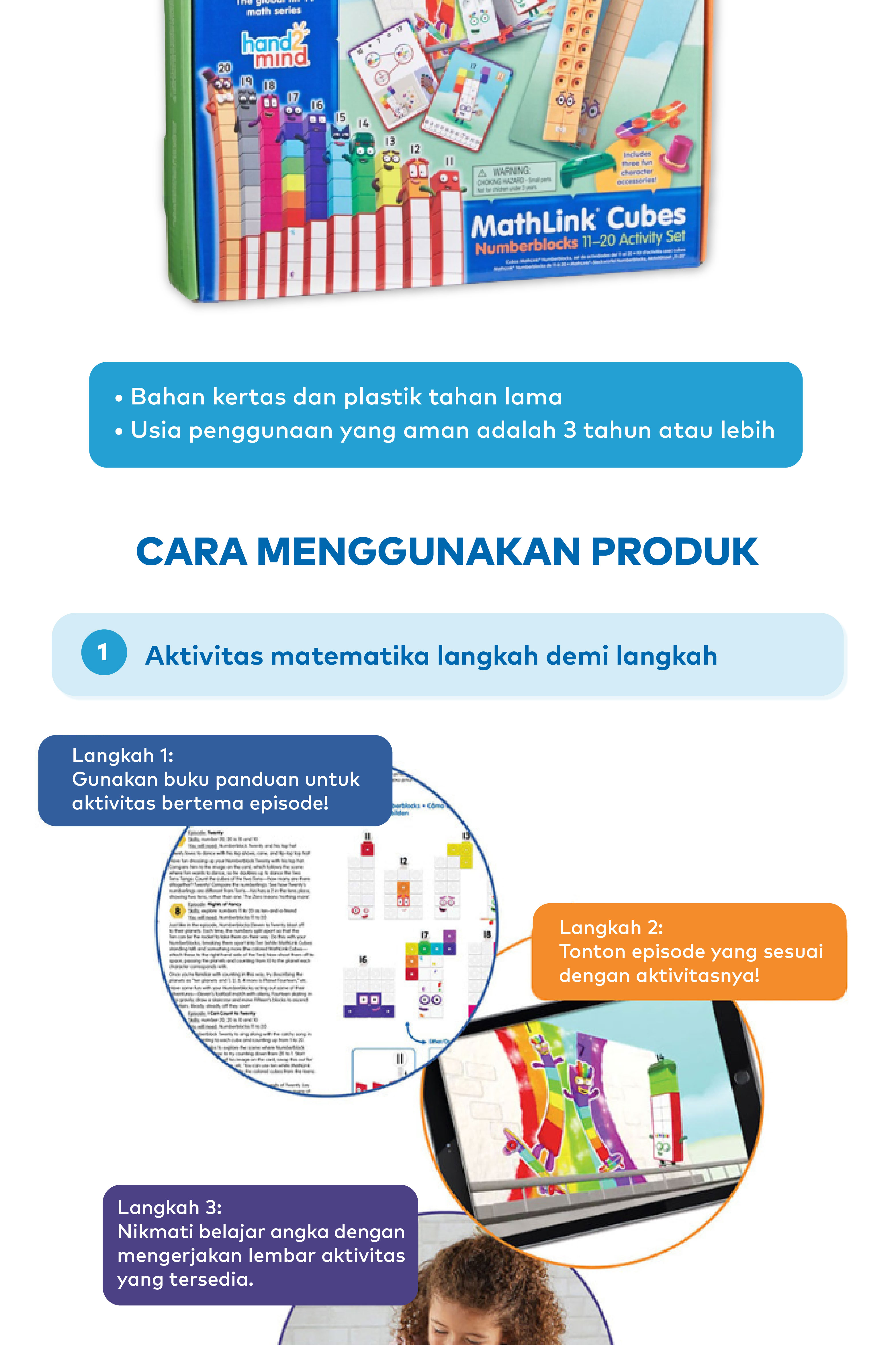 Jual Hand2Mind - Numberblocks MathLink Cubes 11–20 Activity Set ...