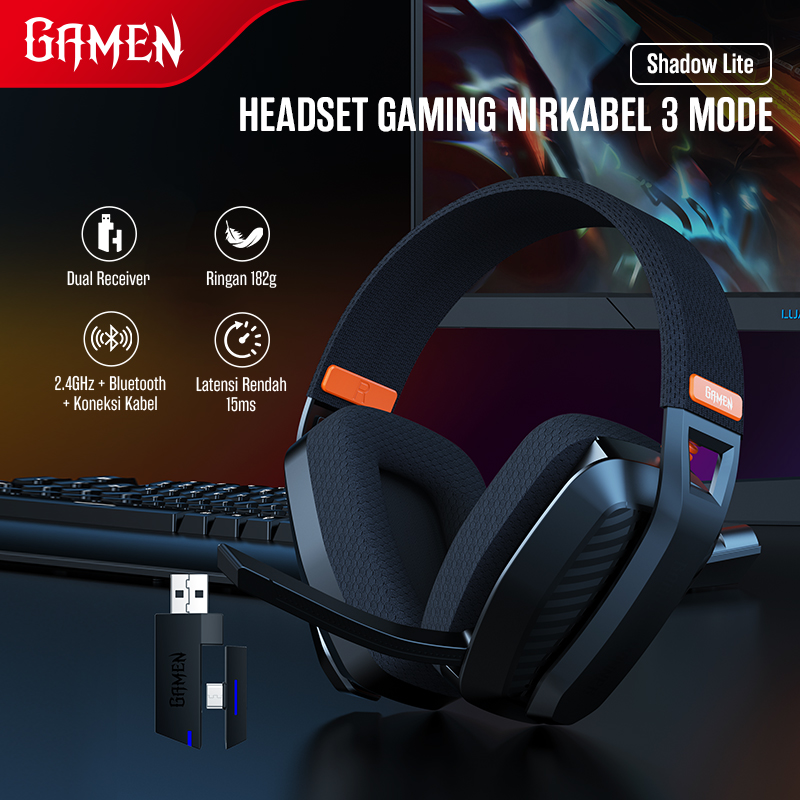 Jual GAMEN Headset Bluetooth Shadow Lite 5.3 Gaming Wireless 3 Mode ...