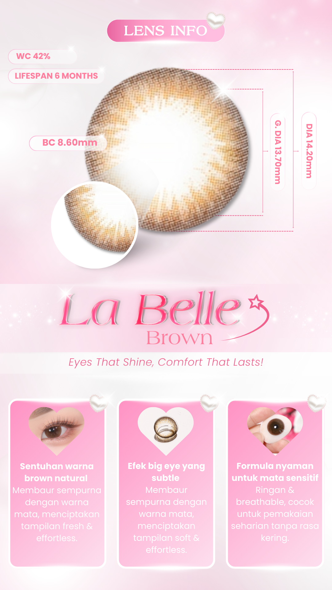 Jual PINK RABBIT Softlens Super Comfy La Belle Brown - Normal, Minus 0. ...