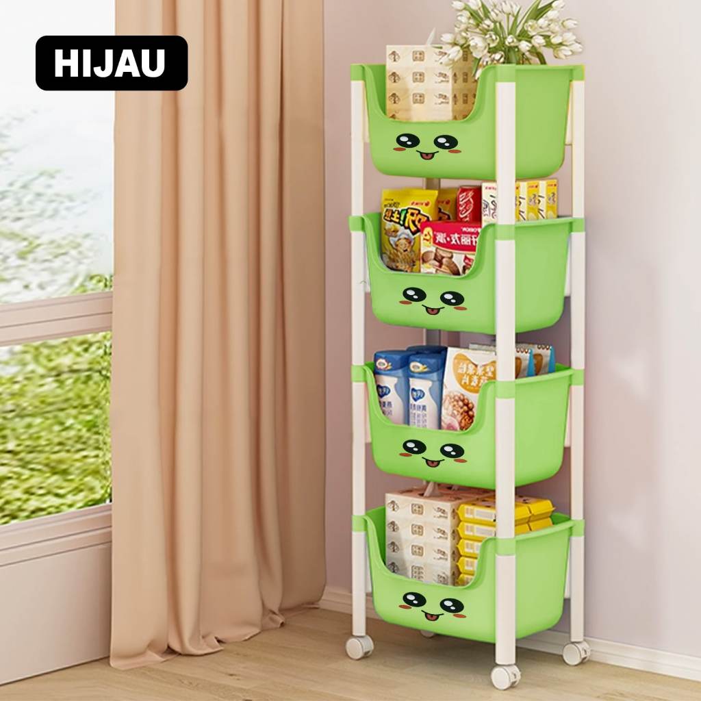 Jual Hidup Mewah Pabrik Lokal Rak Rak Roda 4 & 3 Susun Toy Storage Anak ...