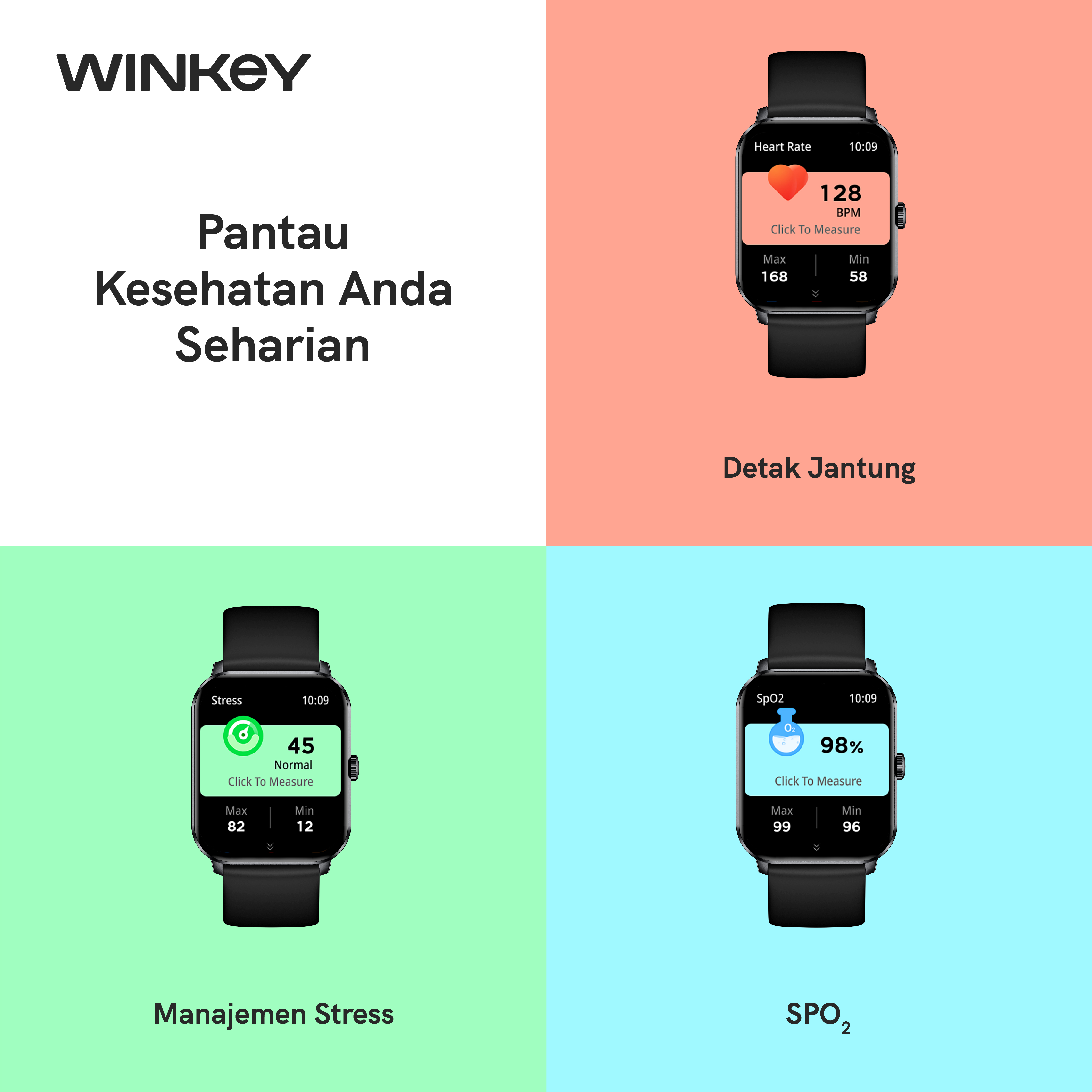 Jual WINKEY Smartwatch ZETA II HD Display Bluetooth Calling Standby 46 ...