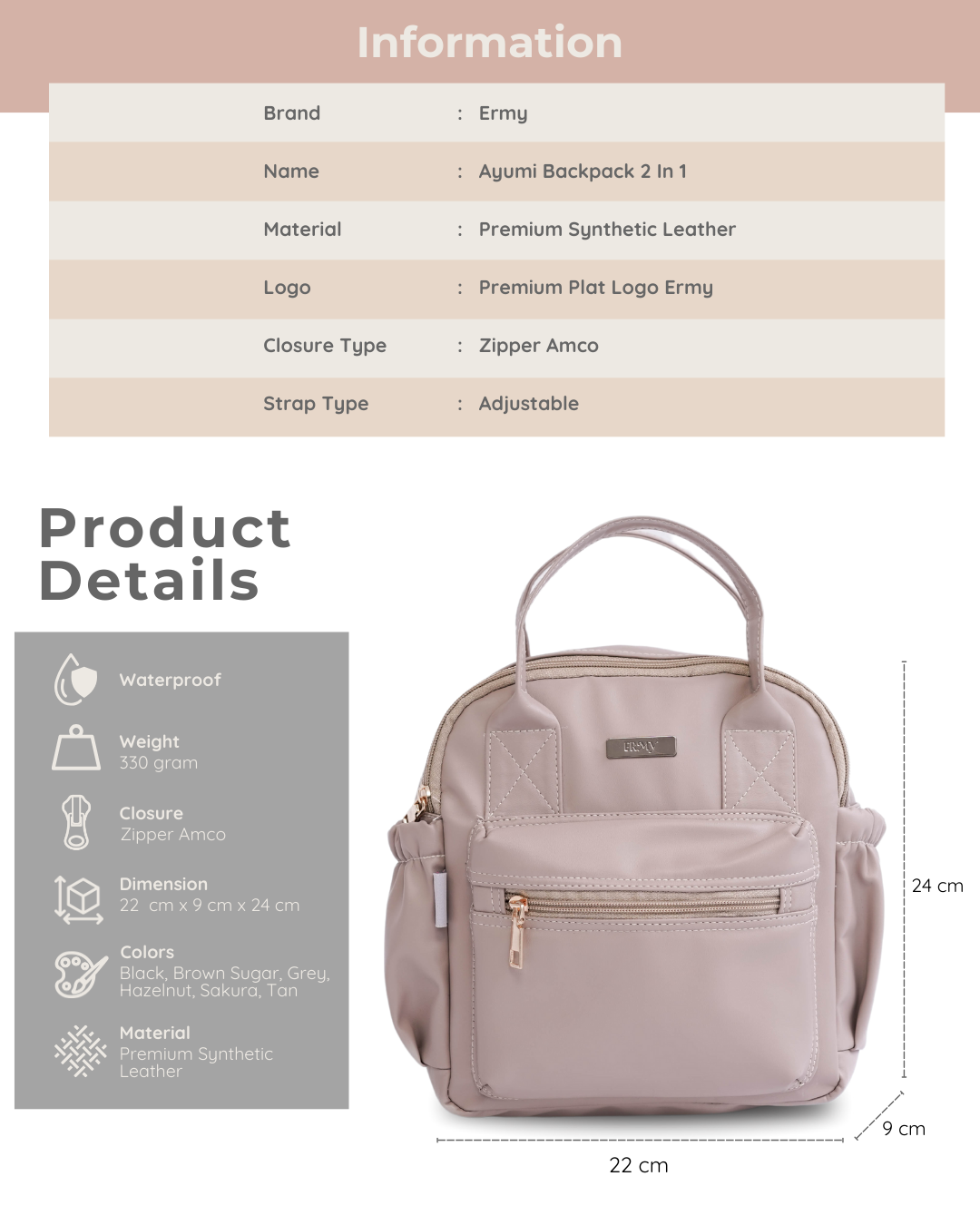 Jual ERMY - Ayumi Mini Ransel 2 in 1 | Shopee Indonesia